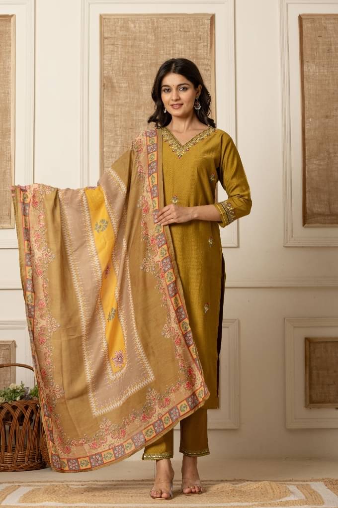 Flamboyant Cotton Embroidered Kurti With Pants Women's Stitched Salwar Suit - Yellow ( Pack of 1 ) Flamboyant Cotton Embroidered Kurti With Pants Women's Stitched Salwar Suit - Yellow ( Pack of 1 )