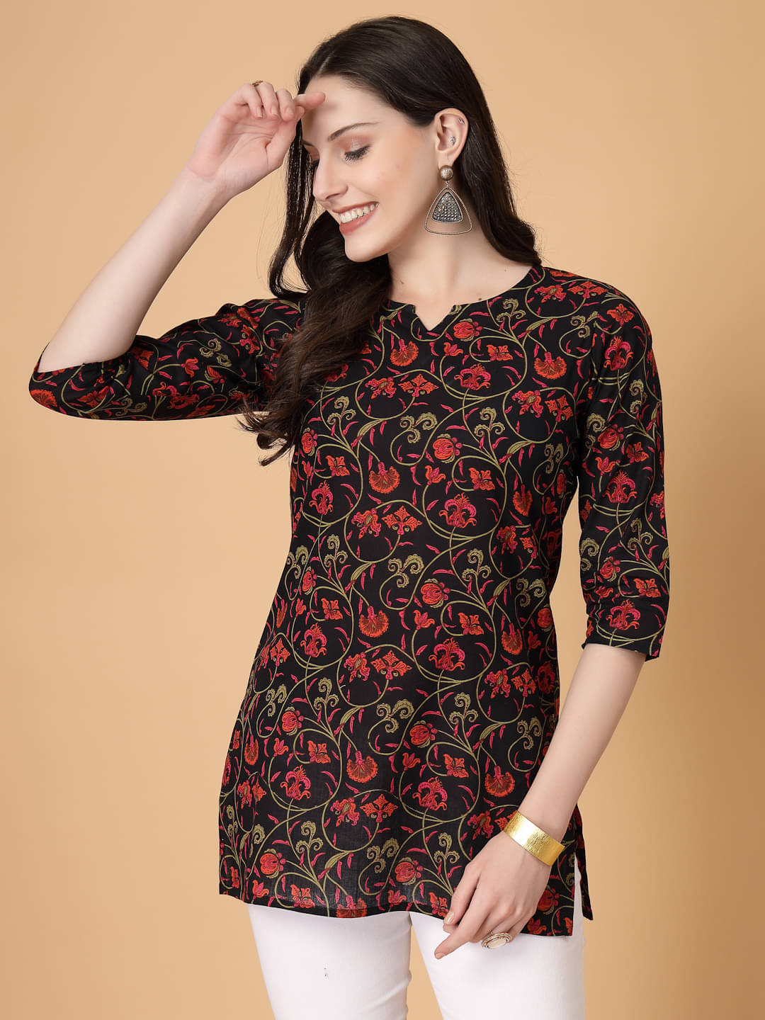 Cotton Short Kurti For Women (Pack of 1)     			Cotton Short Kurti For Women (Pack of 1)