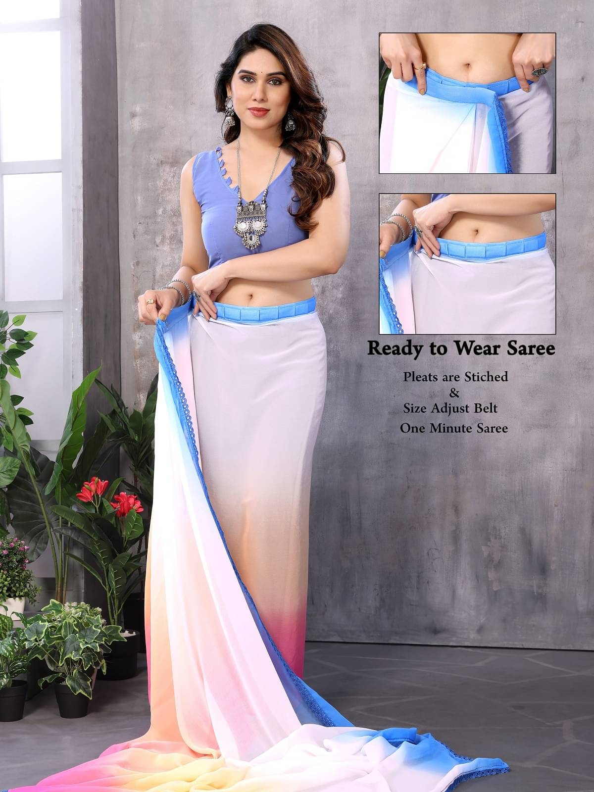 Gazal Fashions Georgette Printed Saree With Unstitched Blouse Piece ( Multicolor ) Gazal Fashions Georgette Printed Saree With Unstitched Blouse Piece ( Multicolor )