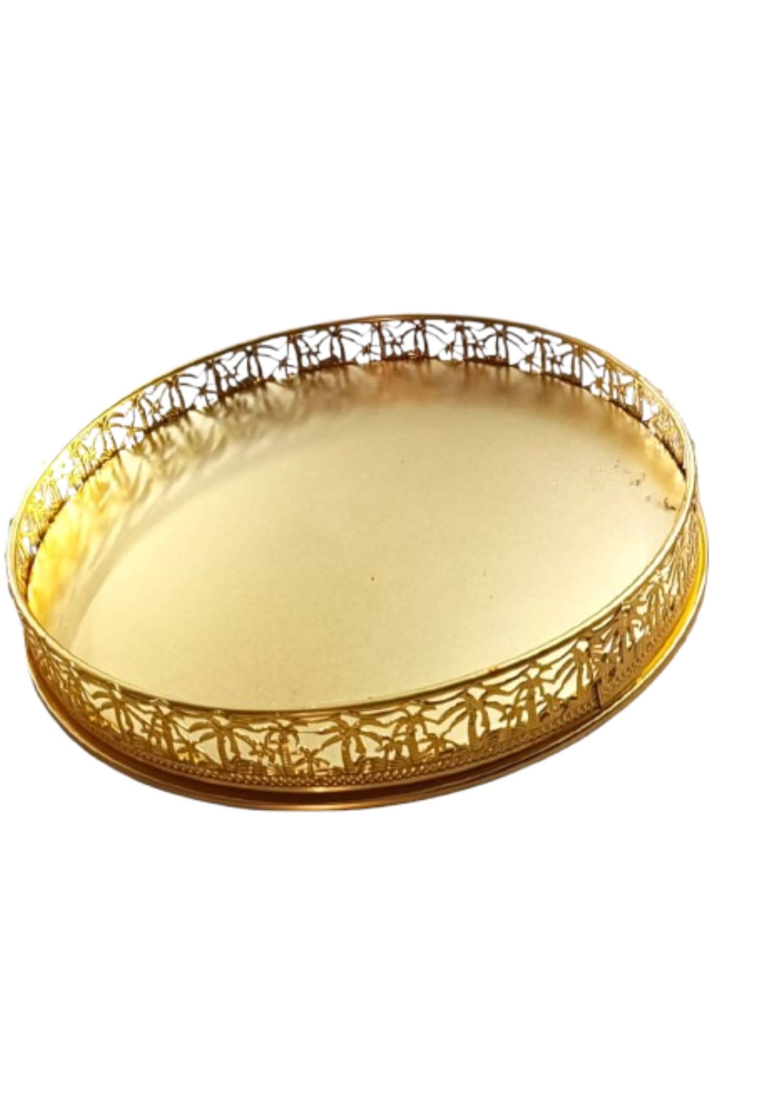 Golden Color Pooja Thali for Diwali Festivals, Karwa Chauth, Bhai Duj