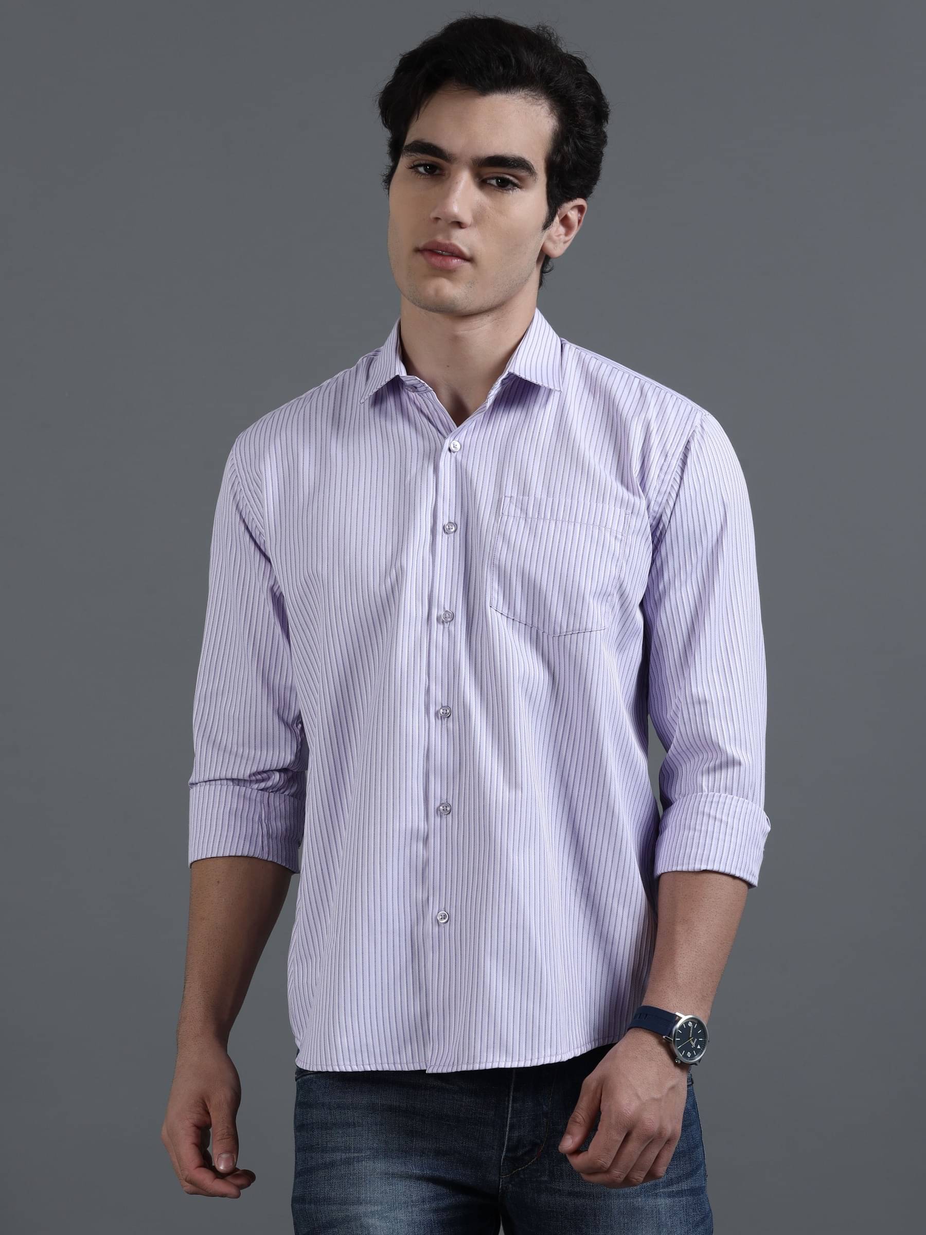     			HETIERS Poly Cotton Regular Fit Printed Full Sleeves Men's Casual Shirt - Purple ( Pack of 1 )