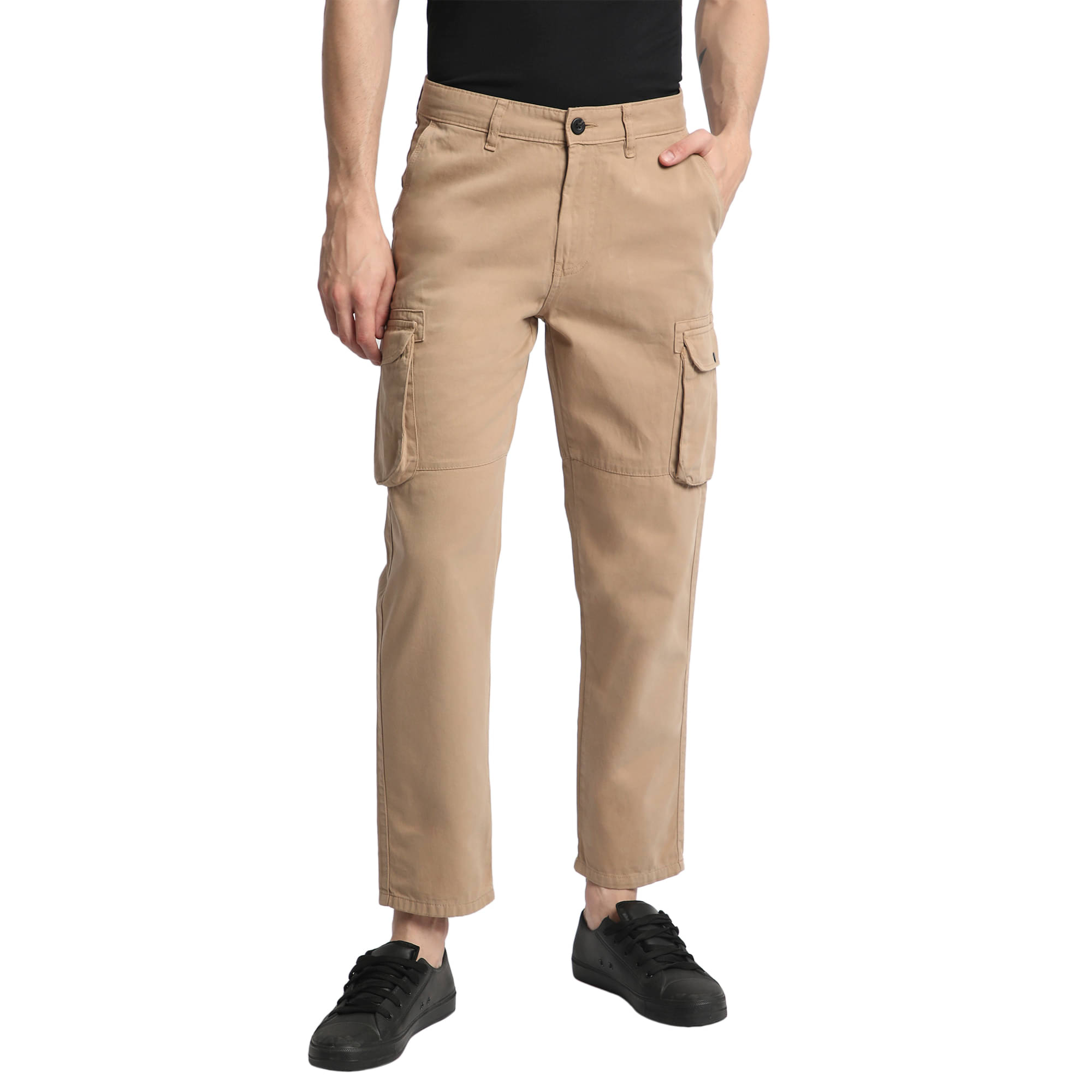     			IVOC Men Mid Rise Pure Cotton Cargo Trousers