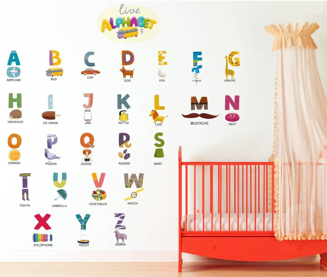     			Inkfence Wall Sticker Alphabet ( 80 x 55 cms )