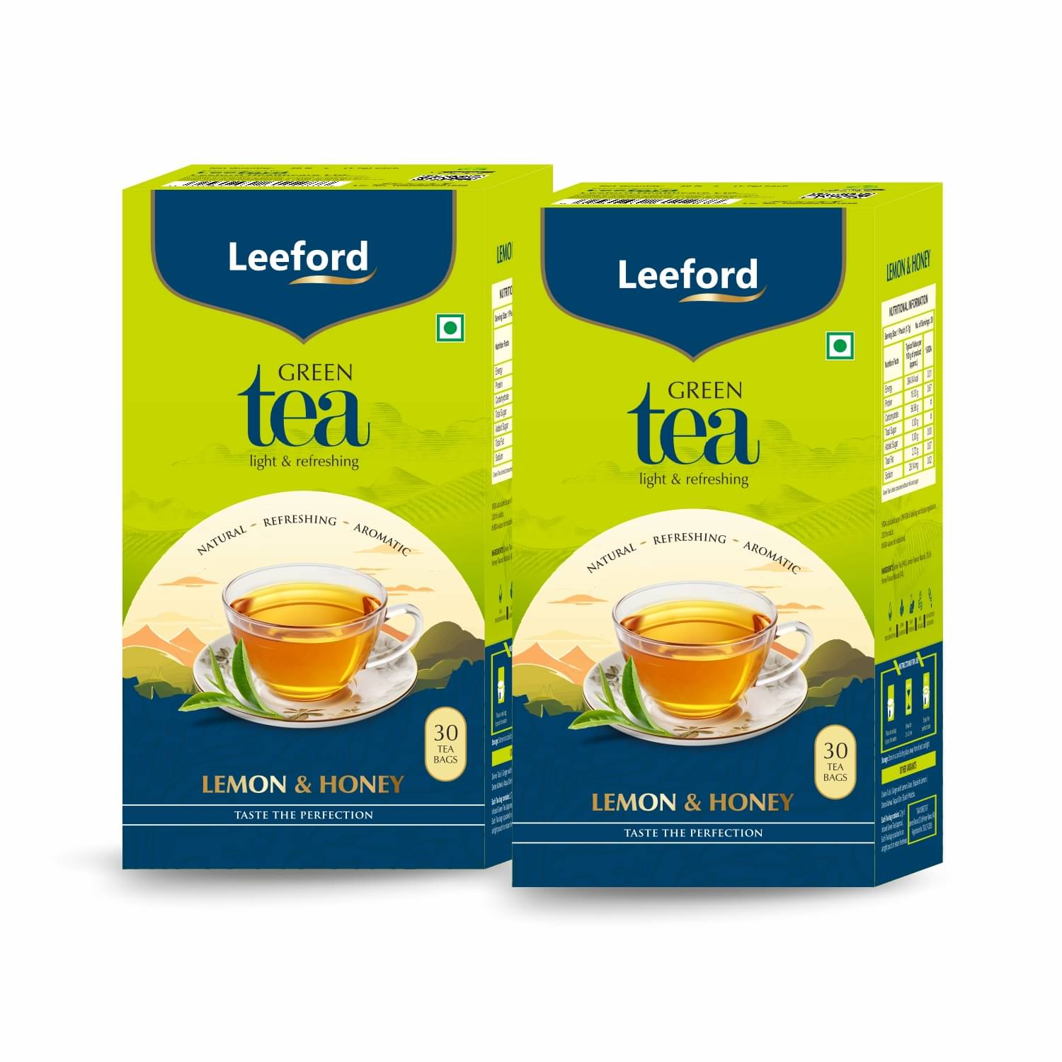     			Leeford Green Tea Lemon with Honey - Weight management & Immunity Booster (30 Bags Each, Pack of 2)
