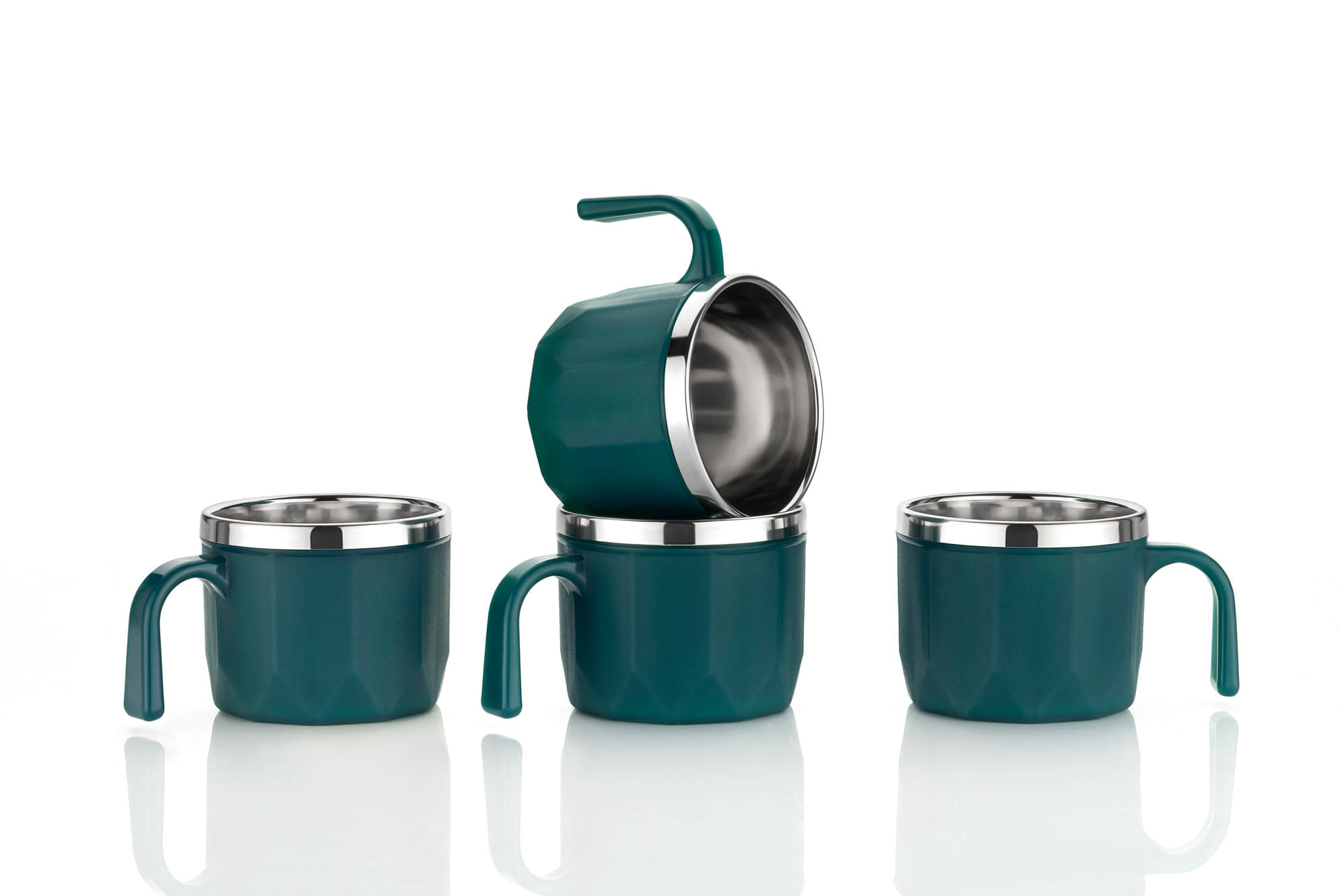     			MAGICSPOON Coffee Cup Set Solid Stainless Steel Tea Set 100 ml ( Pack of 4 )