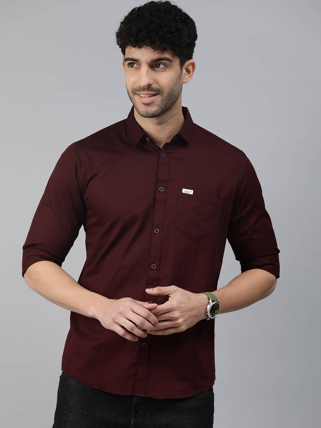 MAJESTIC MAN 100% Cotton Slim Fit Solids Full Sleeves Men's Casual Shirt - Wine ( Pack of 1 )     			MAJESTIC MAN 100% Cotton Slim Fit Solids Full Sleeves Men's Casual Shirt - Wine ( Pack of 1 )