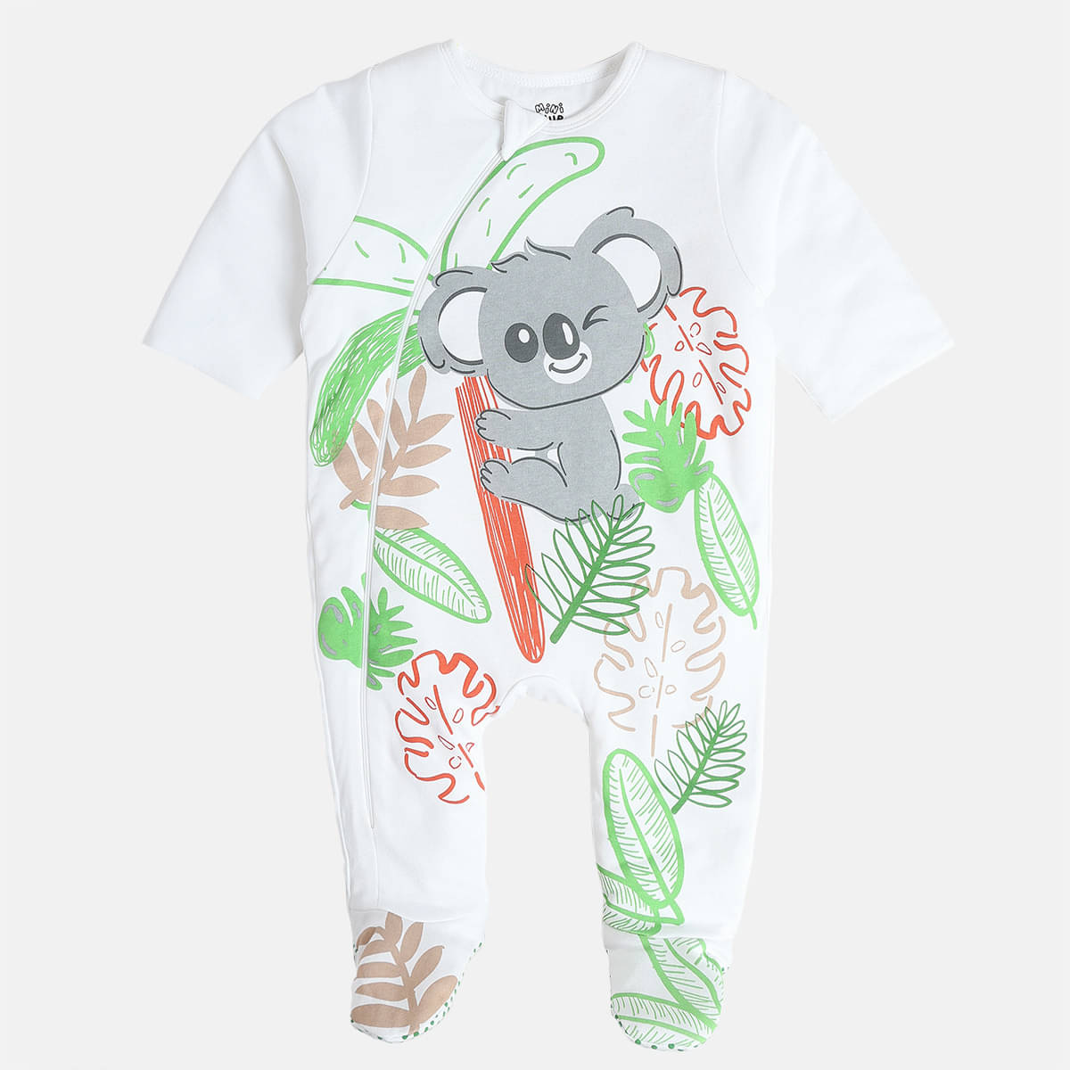     			MINI KLUB Pack of 1 Baby Boys 100% Cotton Sleepsuits ( White )