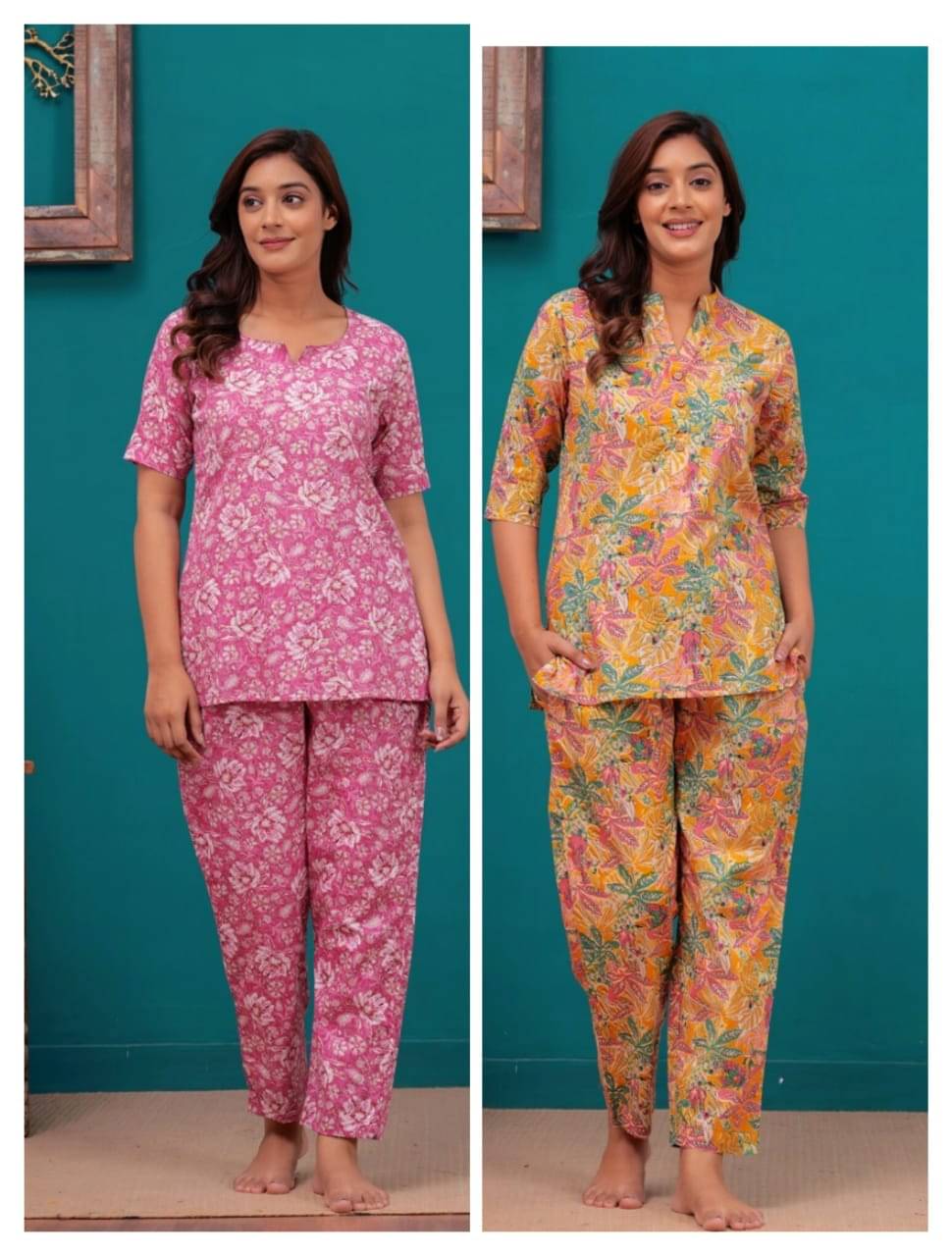 Nevisha Style Women Printed Kurta With Trousers Co-Ord Set ( Multicolor ) Nevisha Style Women Printed Kurta With Trousers Co-Ord Set ( Multicolor )