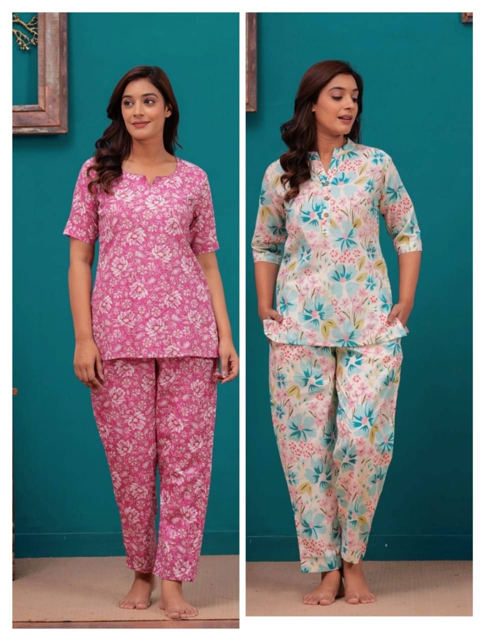 Nevisha Style Women Printed Kurta With Trousers Co-Ord Set ( Multicolor ) Nevisha Style Women Printed Kurta With Trousers Co-Ord Set ( Multicolor )