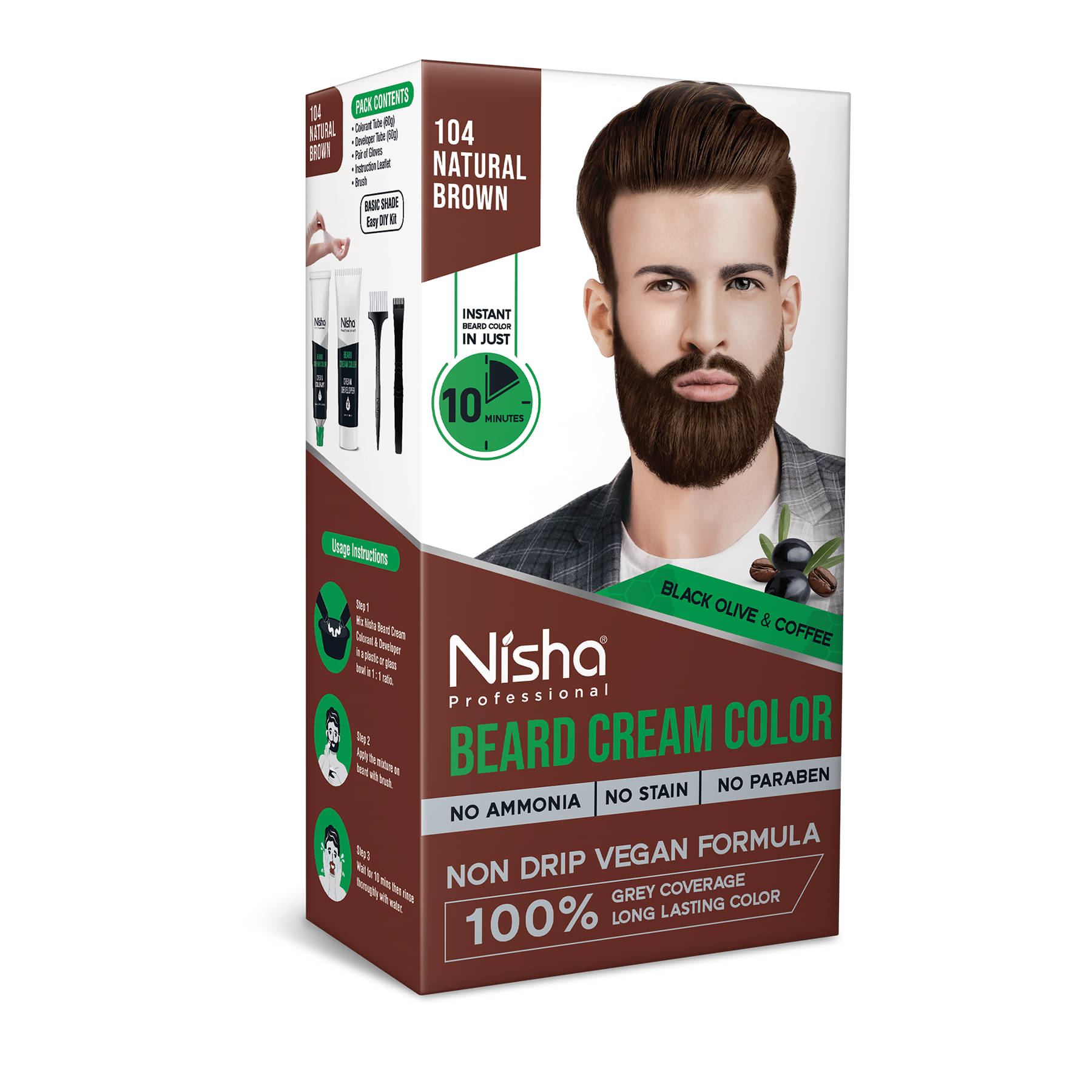     			Nisha Beard Colour for Men Natural Brown 120g, Professional Beard Hair Colour, Ammonia Free Beard Cream Hair Color