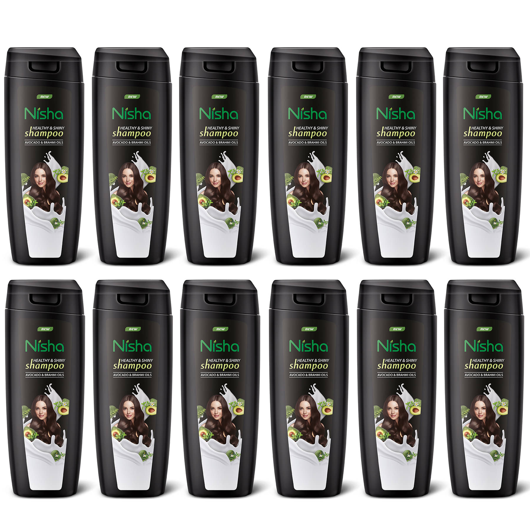 Nisha Healthy & Shiny Shampoo for Women Men 75ml Pack of 12, Avocado & Brahmi Shampoo for Strong Beautiful Hair Nisha Healthy & Shiny Shampoo for Women Men 75ml Pack of 12, Avocado & Brahmi Shampoo for Strong Beautiful Hair