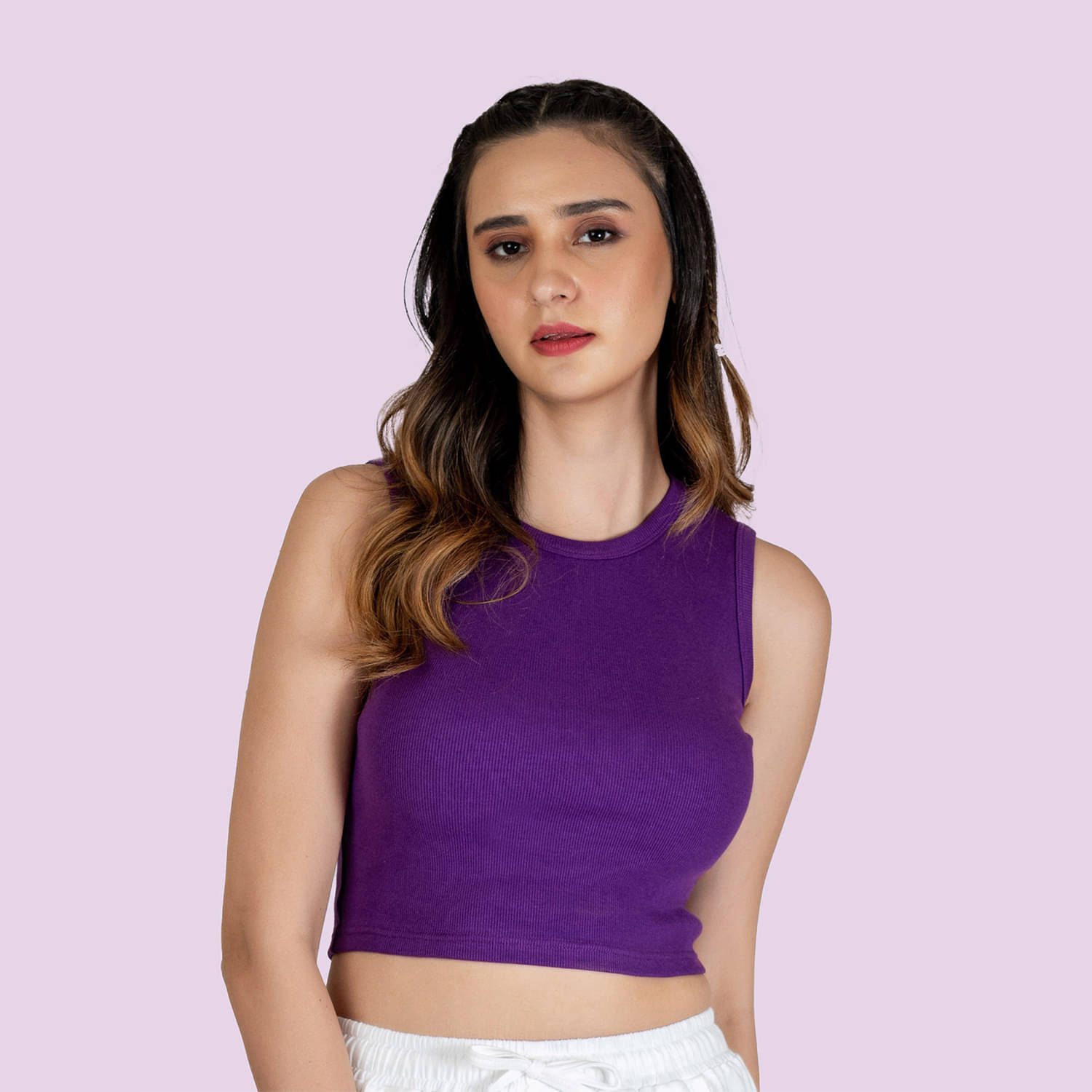     			Nite Flite Women's Cotton Crop Top ( Purple )