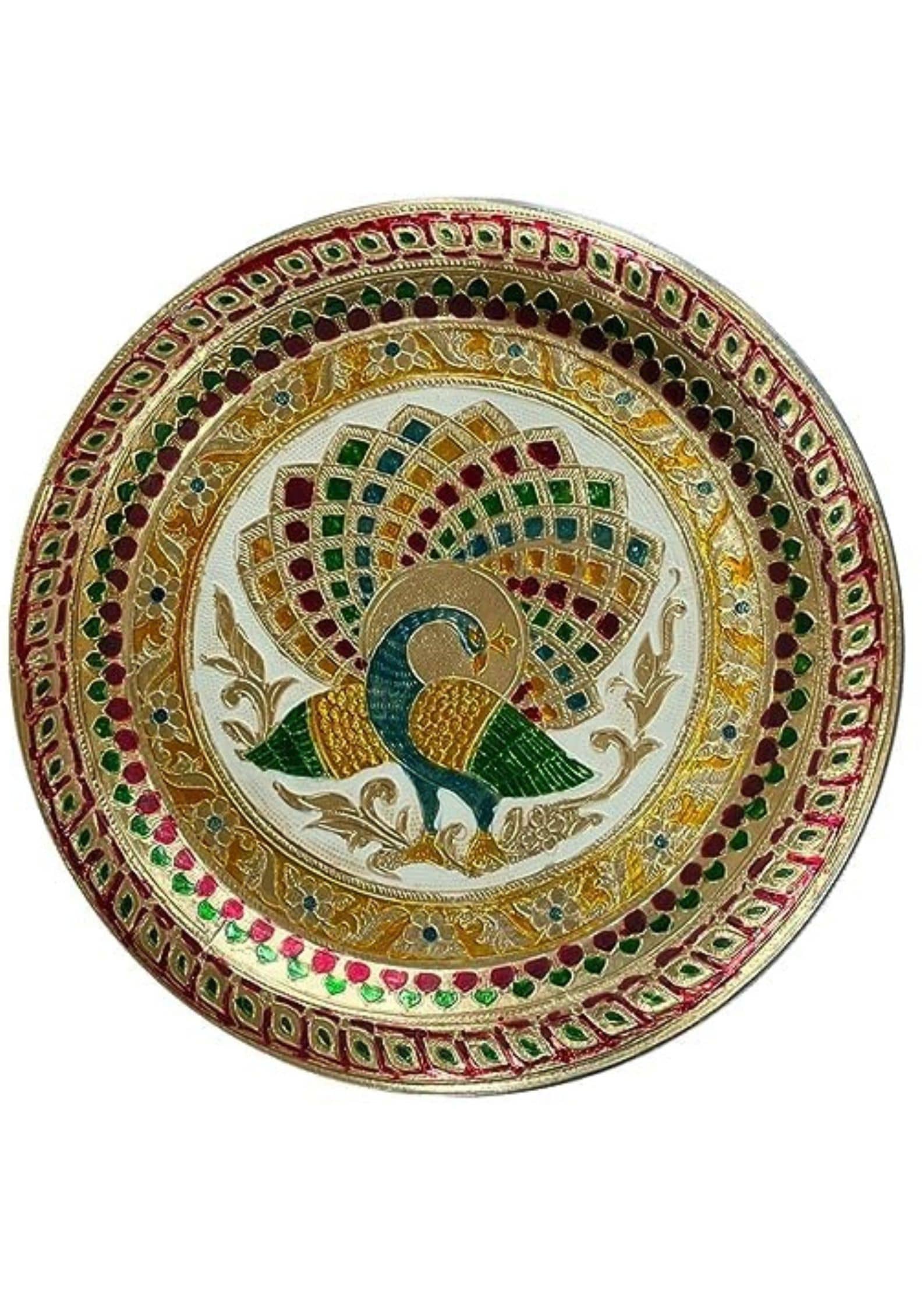 Pooja Thali For Occasion, Festival, Karwa Chauth, Beautiful Peacock Design Pooja Thali
