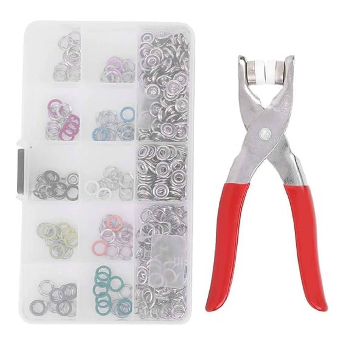     			RAMDEV ENTERPRISE 100pc Silver Button Thickened Snap Fasteners Kit Metal Copper Five Claw Buckle Set with Hand Pressure Pliers Tool Set for Clothing Sewing and Crafting(Colour Button)