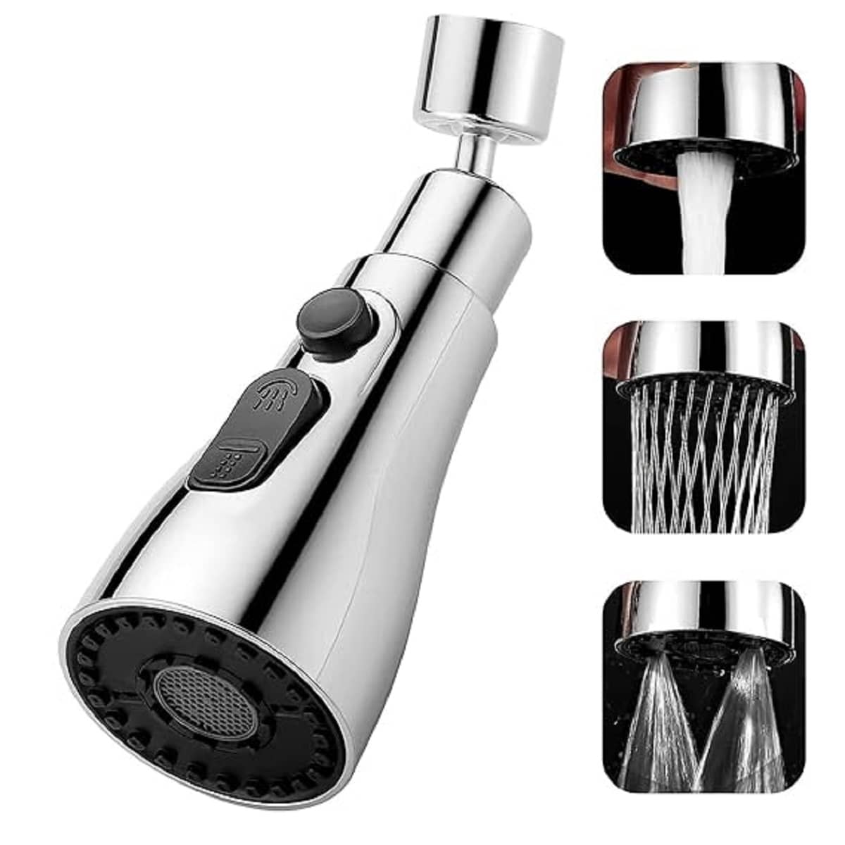 RAMDEV ENTERPRISE Universal Flexible Kitchen Faucet with Tap Extender for Kitchen Sink, Kitchen Water Faucet Saver Head Holder Nozzle for Washbasin with 3 Functions & 360° Rotating Pull Down Sink Sprayer (3)