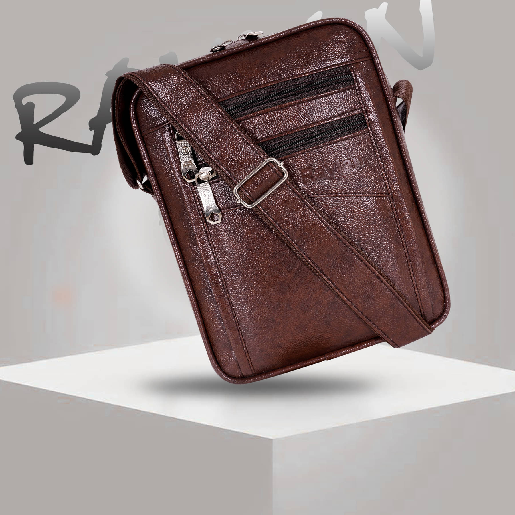     			Raylan Brown Solid Messenger Bag