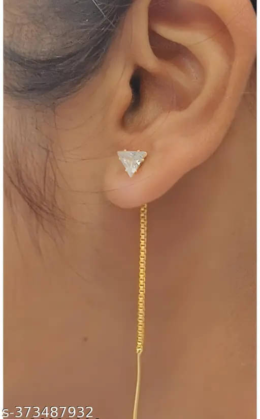     			Renu Creation Golden Drop Earrings ( Pack of 1 )