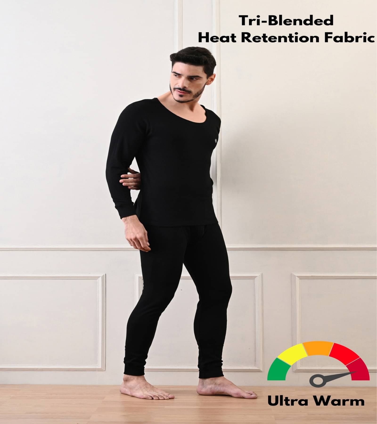     			STARFOX Pack of 1 Cotton Thermal Sets For Men's ( Black )