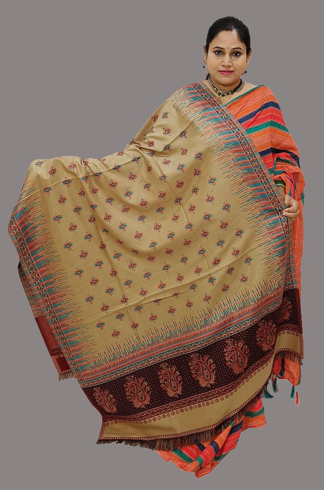     			Sprha Beige Self Design Shawl - ( Pack of 1 )