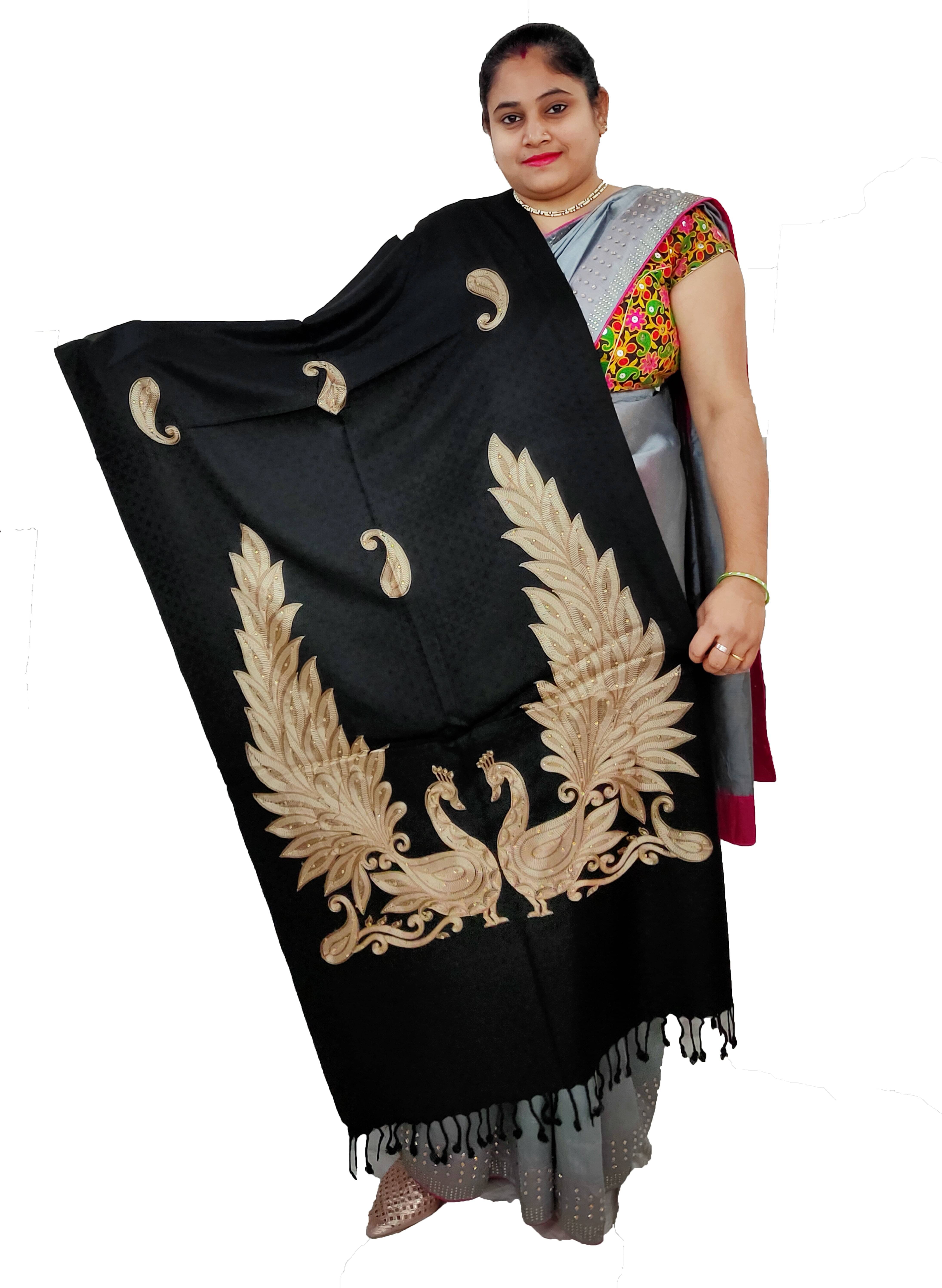 Sprha Black Embroidered Shawl - ( Pack of 1 ) Sprha Black Embroidered Shawl - ( Pack of 1 )