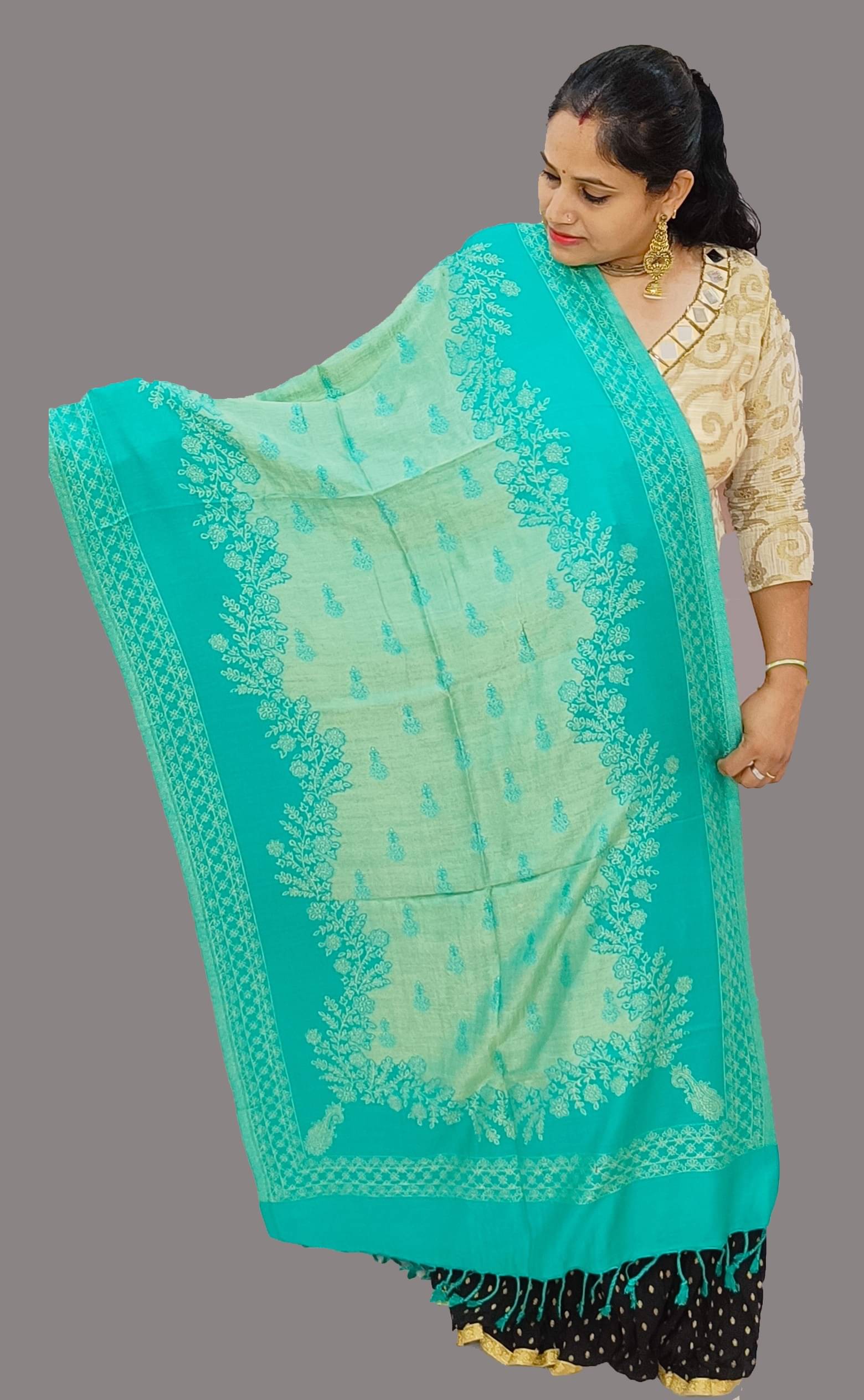     			Sprha Blue Self Design Shawl - ( Pack of 1 )