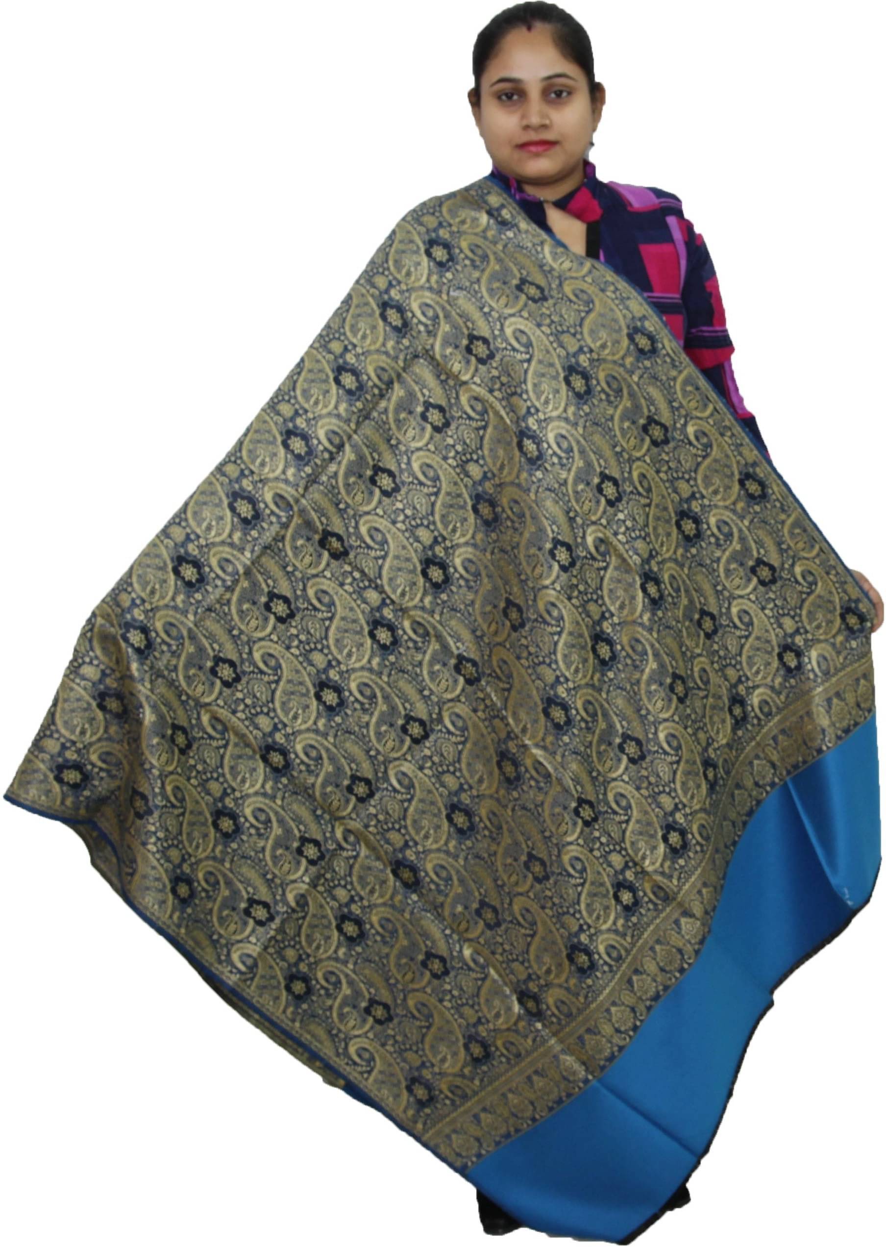     			Sprha Blue Self Design Shawl - ( Pack of 1 )
