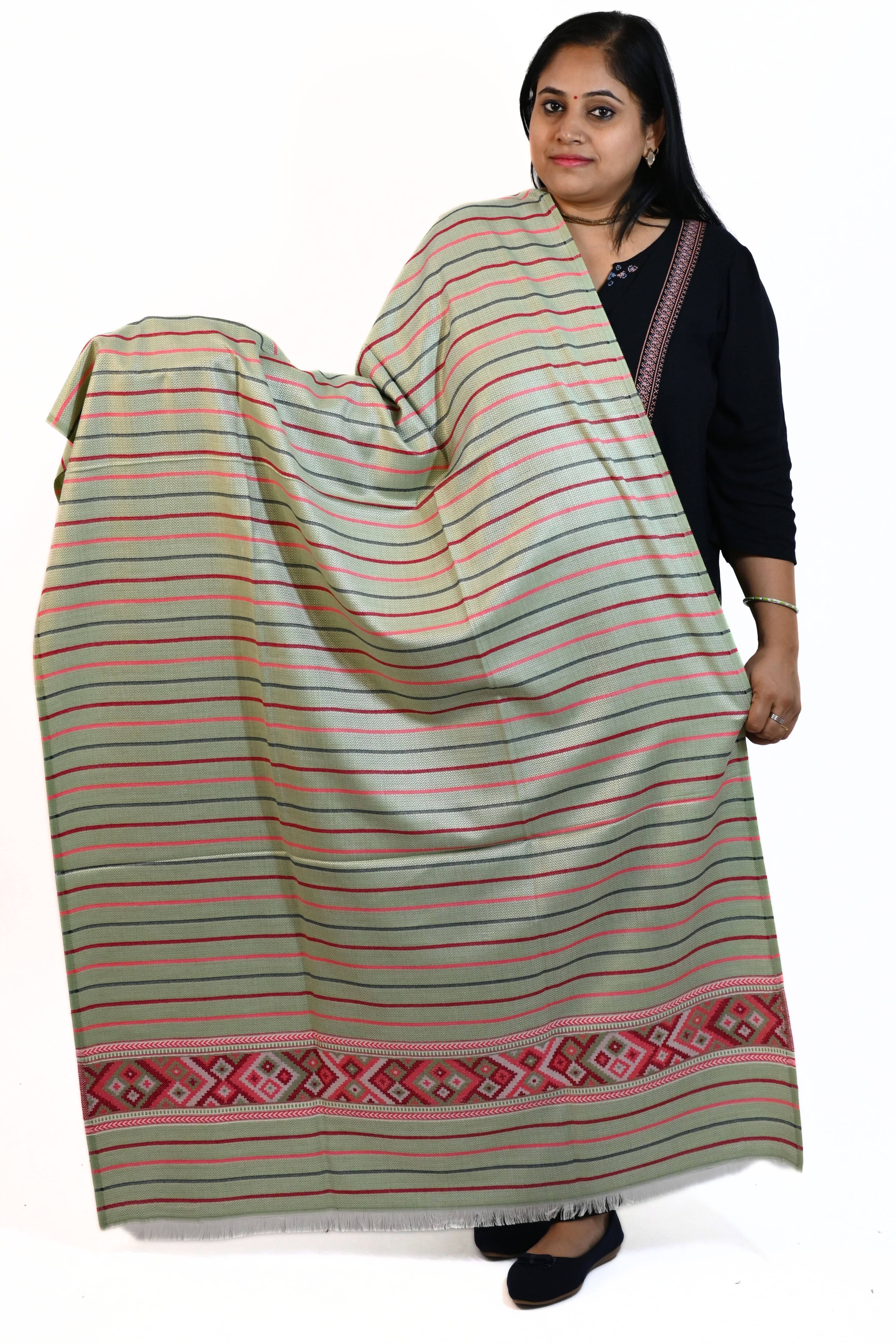 Sprha Green Striped Shawl - ( Pack of 1 )     			Sprha Green Striped Shawl - ( Pack of 1 )