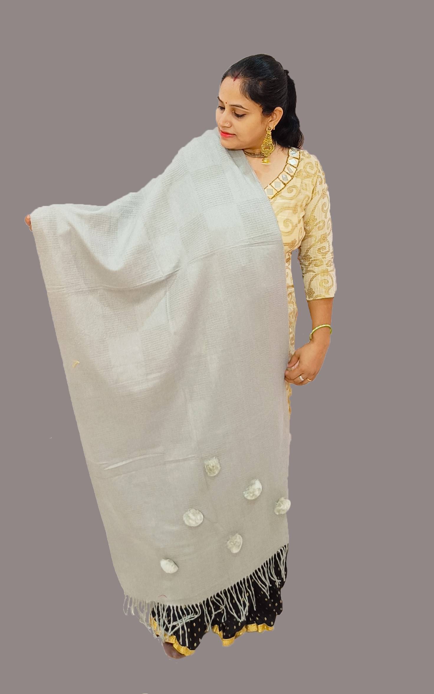 Sprha Grey Self Design Shawl - ( Pack of 1 ) Sprha Grey Self Design Shawl - ( Pack of 1 )