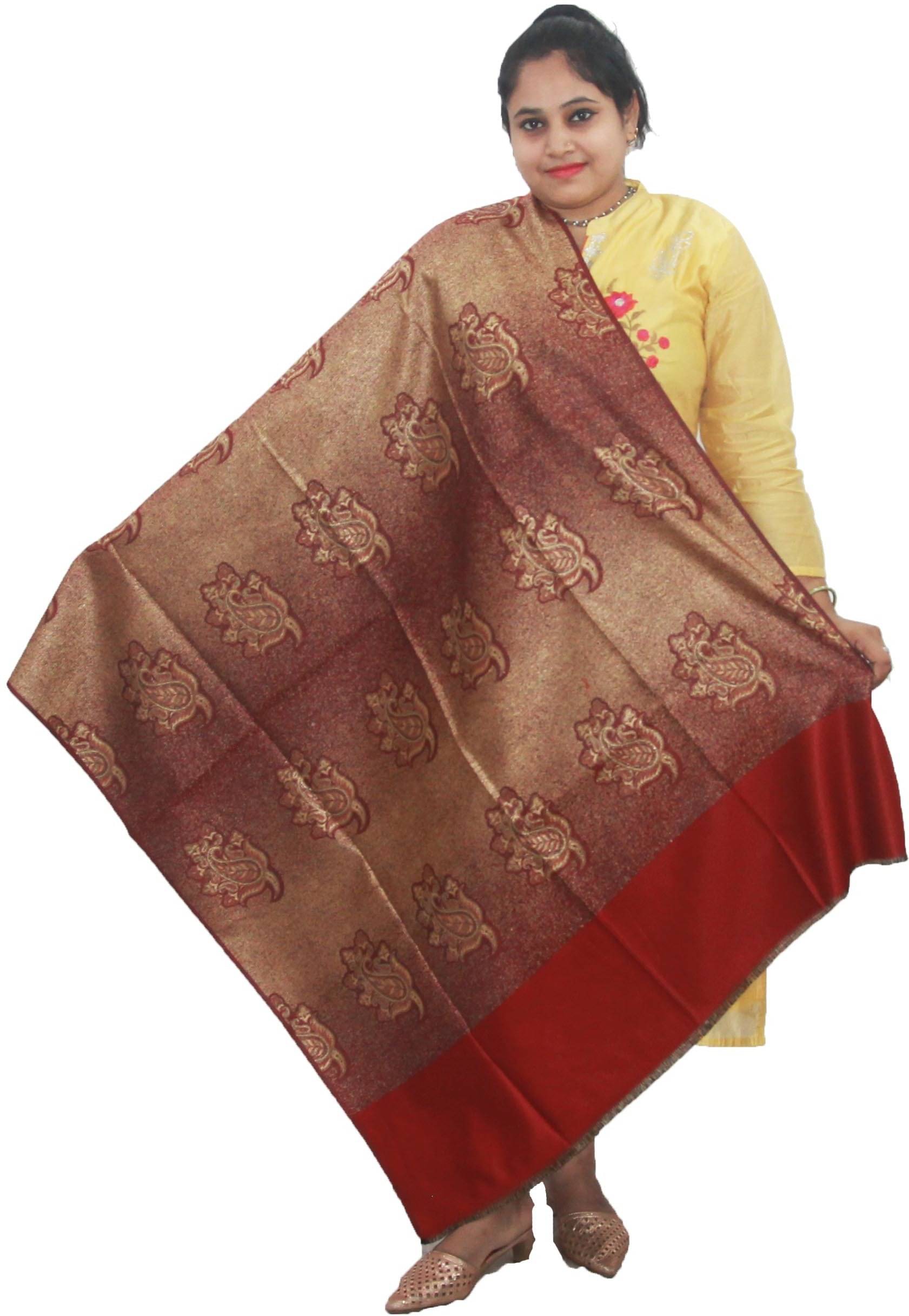 Sprha Maroon Self Design Shawl - ( Pack of 1 ) Sprha Maroon Self Design Shawl - ( Pack of 1 )