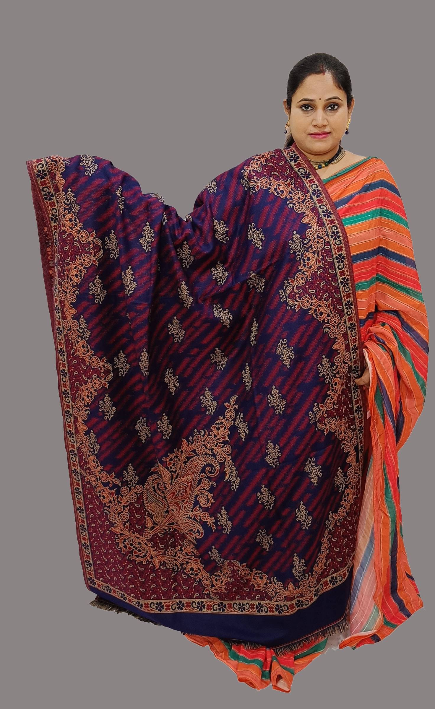    			Sprha Multicolor Self Design Shawl - ( Pack of 1 )