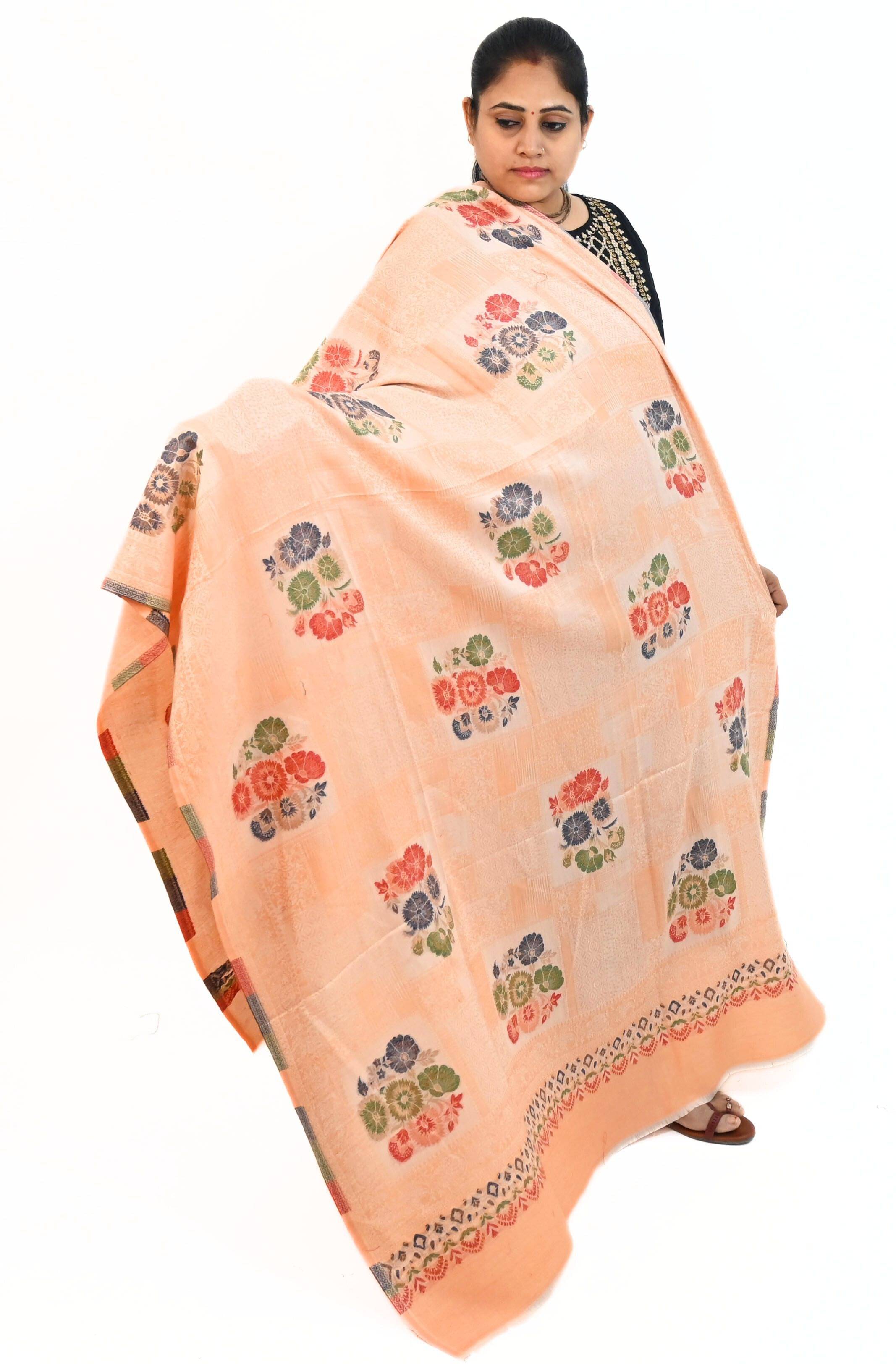 Sprha Pink Printed Shawl - ( Pack of 1 )     			Sprha Pink Printed Shawl - ( Pack of 1 )