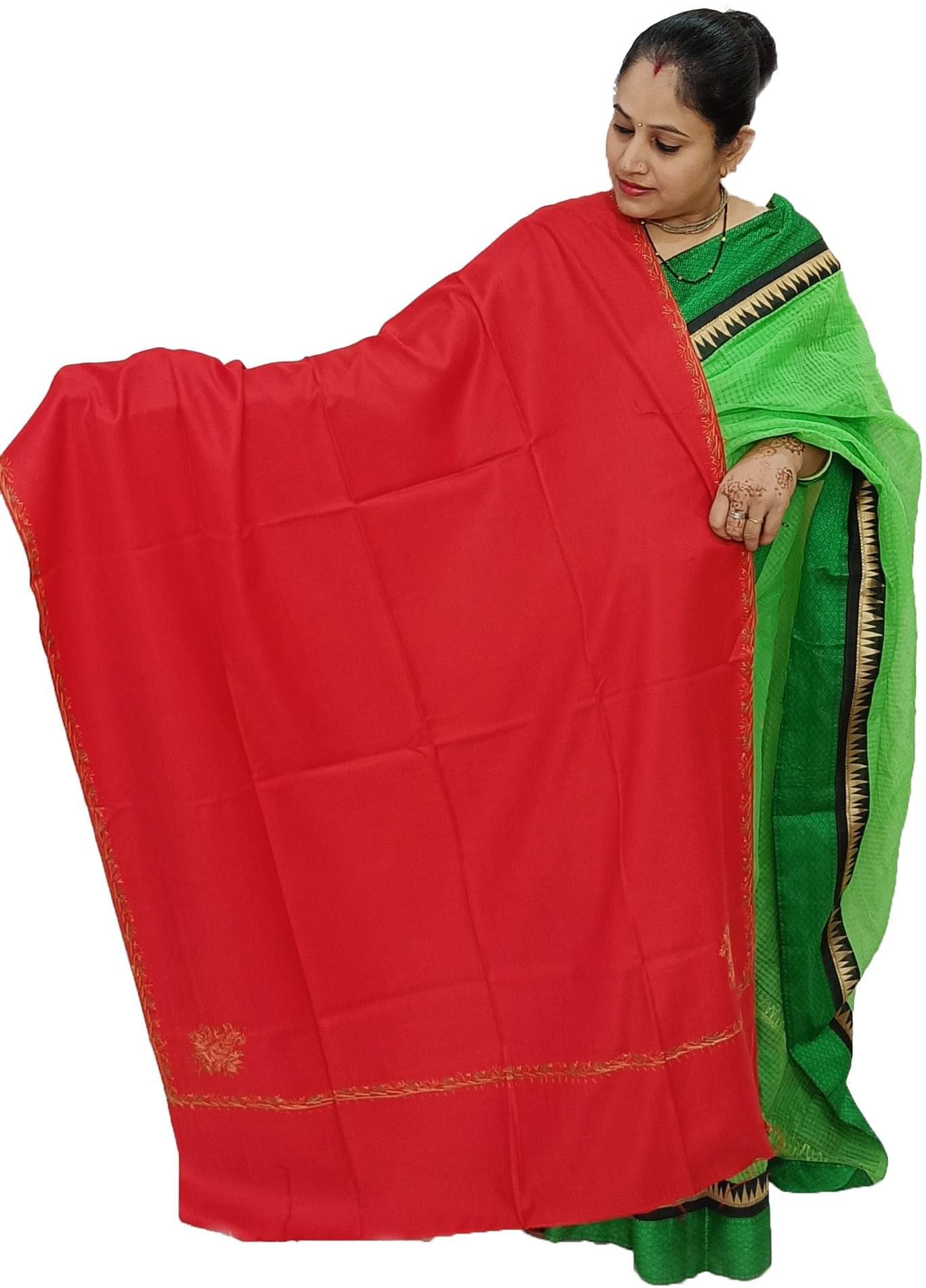 Sprha Red Embroidered Shawl - ( Pack of 1 ) Sprha Red Embroidered Shawl - ( Pack of 1 )