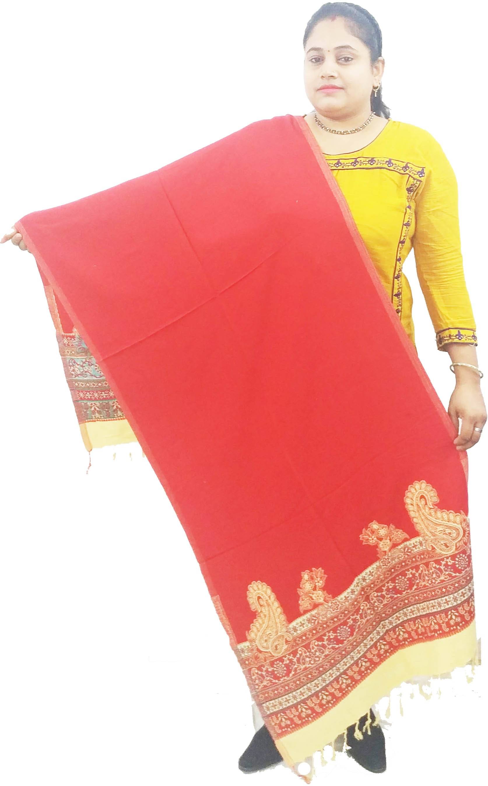 Sprha Red Embroidered Shawl - ( Pack of 1 )     			Sprha Red Embroidered Shawl - ( Pack of 1 )
