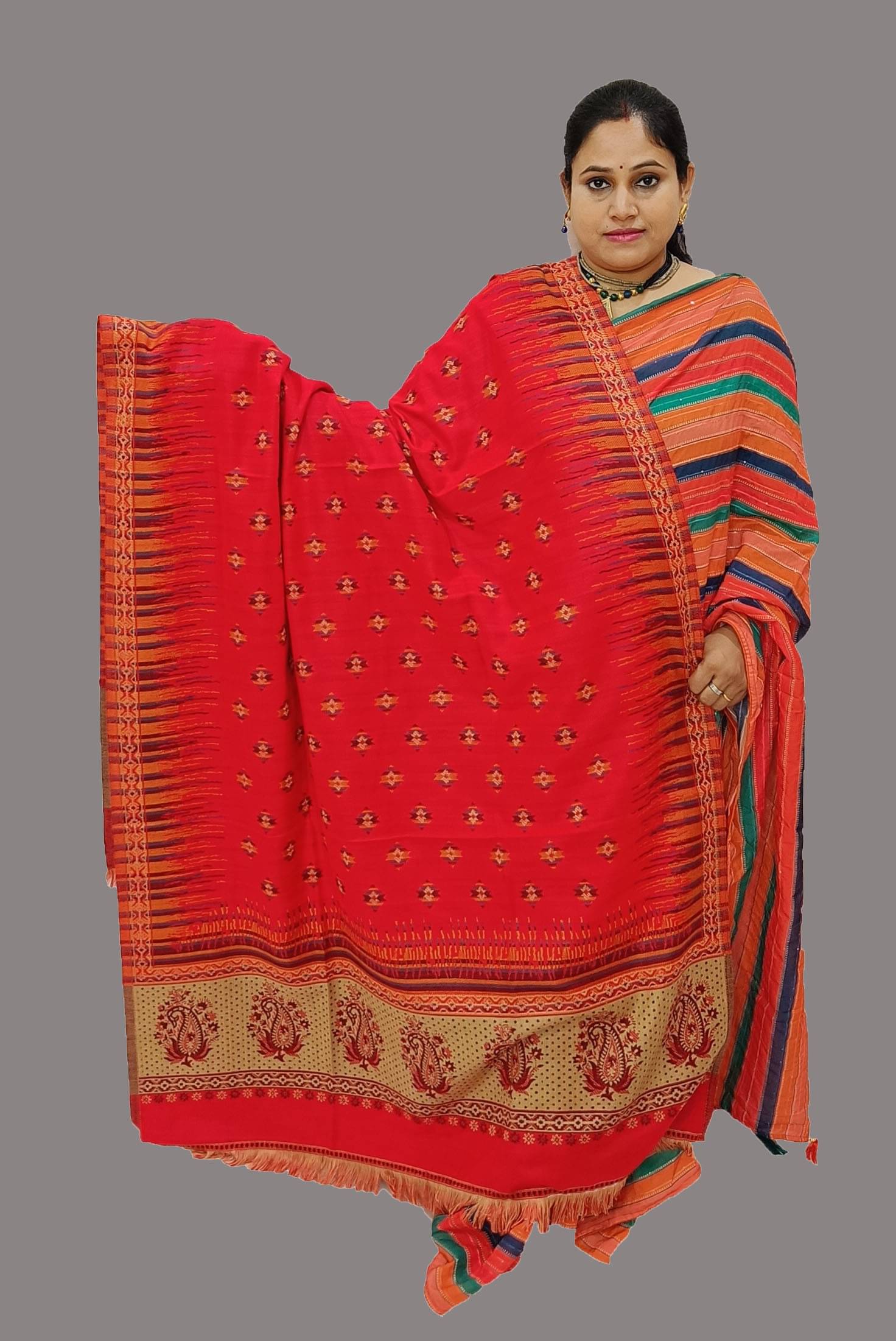     			Sprha Red Printed Shawl - ( Pack of 1 )