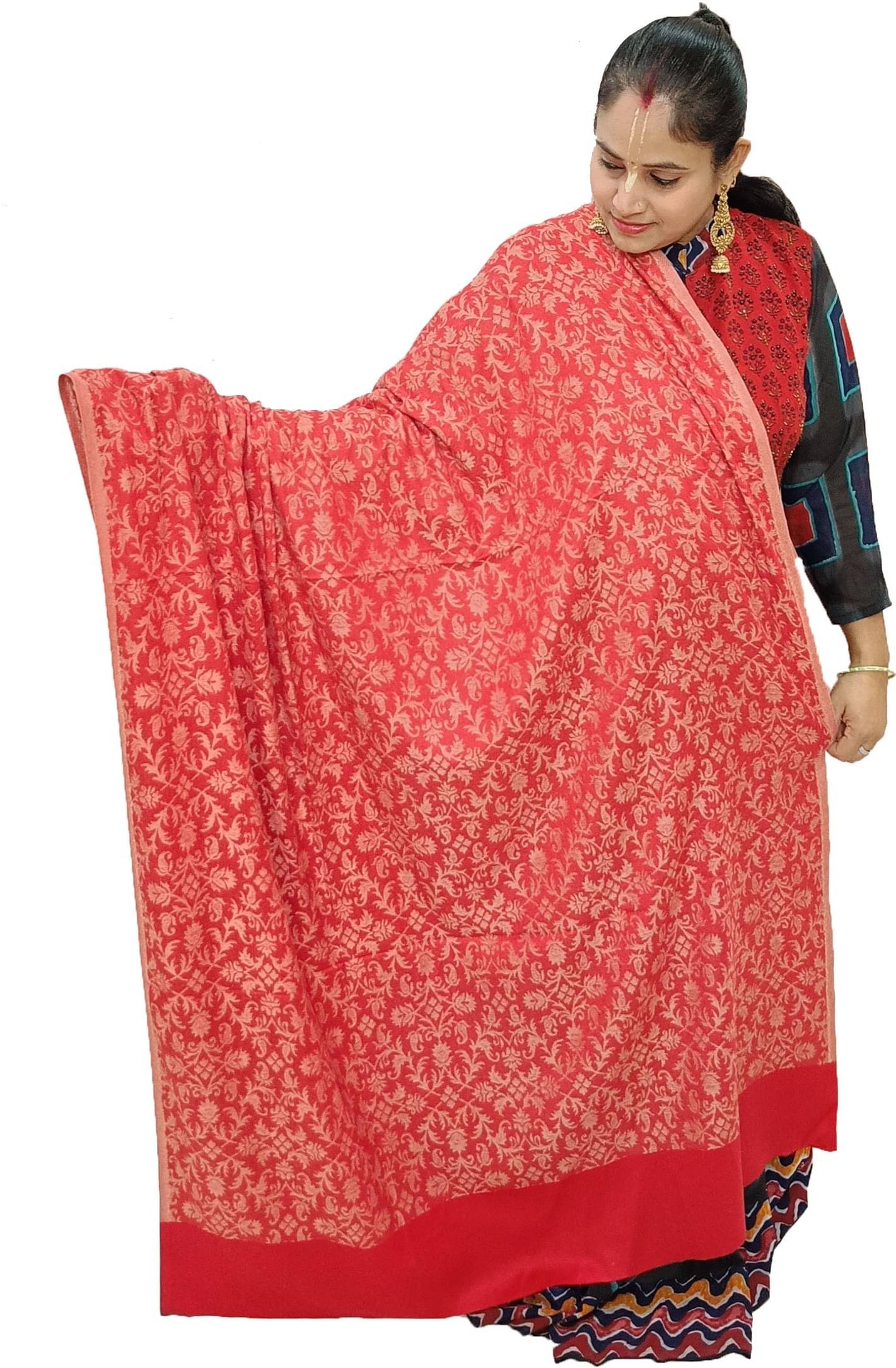     			Sprha Red Self Design Shawl - ( Pack of 1 )