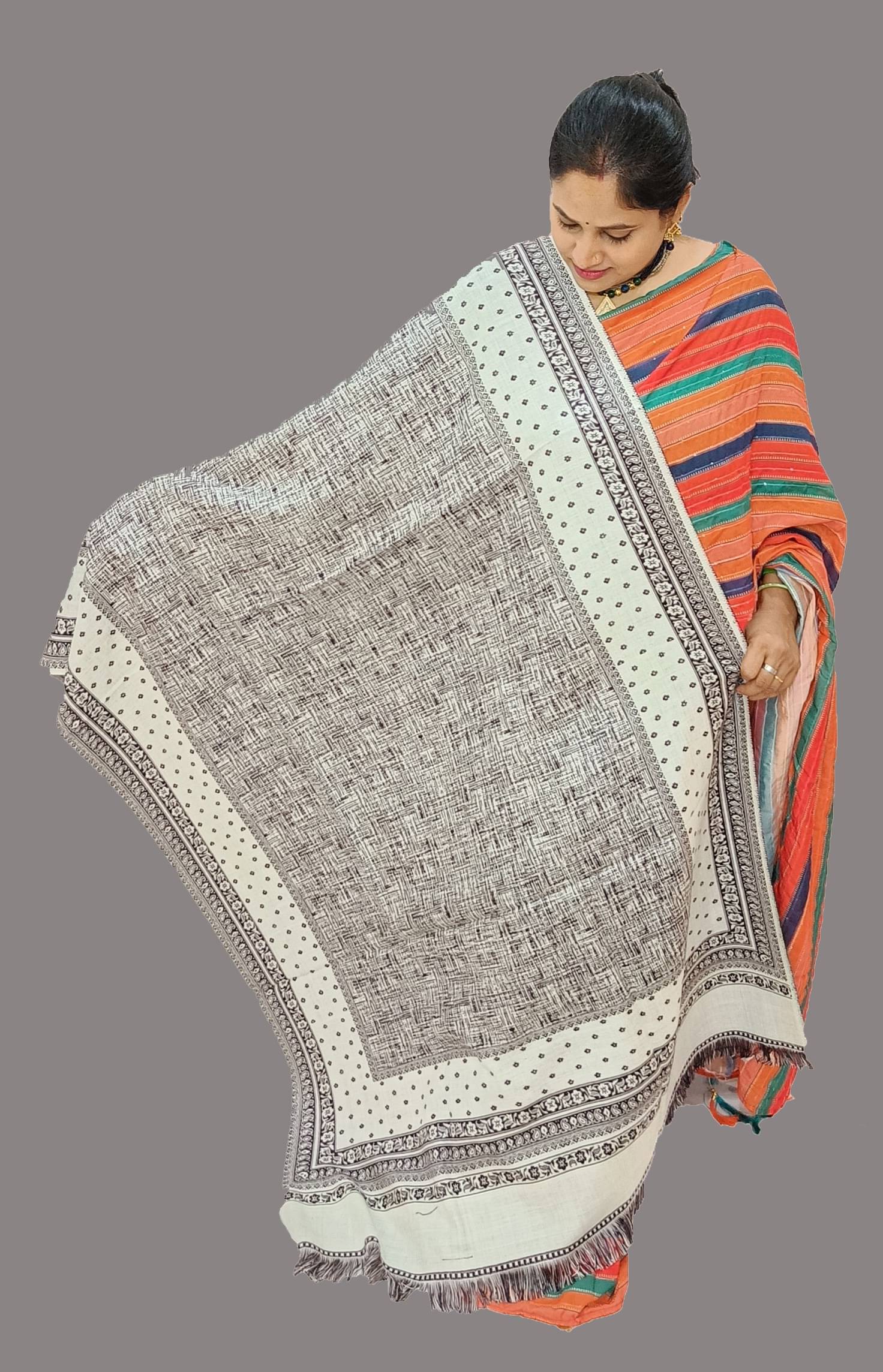     			Sprha White Self Design Shawl - ( Pack of 1 )