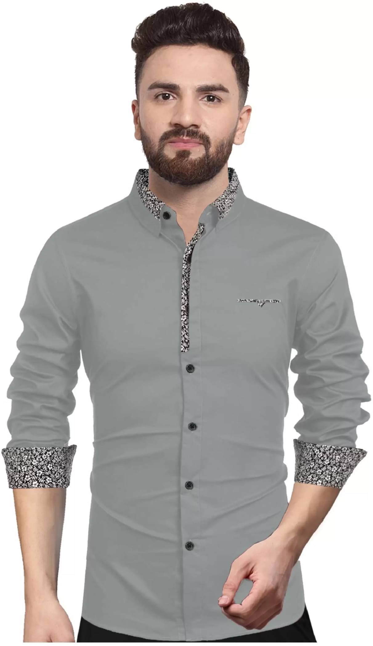 VERTUSY 100% Cotton Regular Fit Solids Full Sleeves Men's Casual Shirt - Grey ( Pack of 1 ) VERTUSY 100% Cotton Regular Fit Solids Full Sleeves Men's Casual Shirt - Grey ( Pack of 1 )