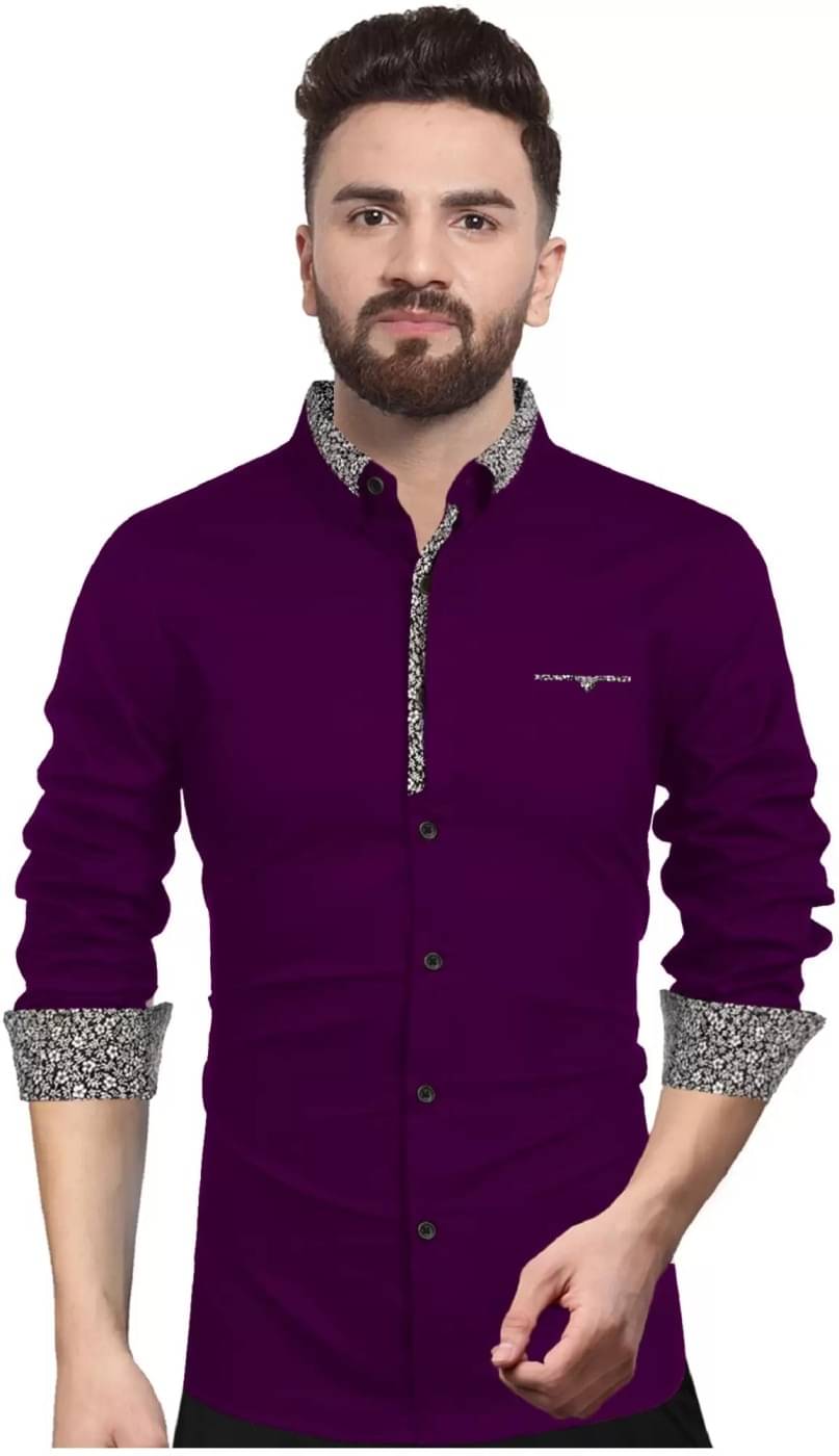     			VERTUSY 100% Cotton Regular Fit Printed Full Sleeves Men's Casual Shirt - Purple ( Pack of 1 )