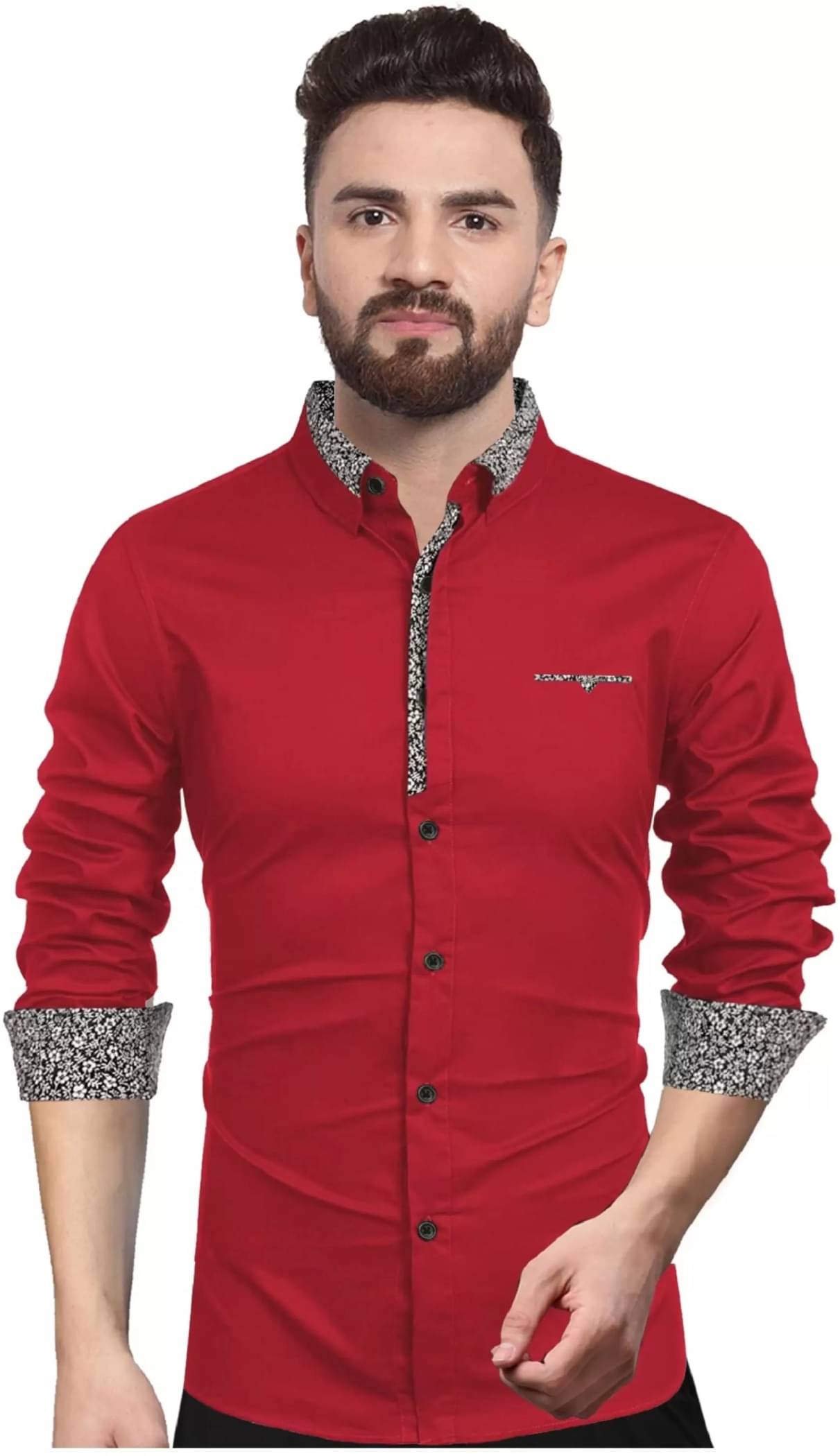 VERTUSY 100% Cotton Regular Fit Printed Full Sleeves Men's Casual Shirt - Red ( Pack of 1 )     			VERTUSY 100% Cotton Regular Fit Printed Full Sleeves Men's Casual Shirt - Red ( Pack of 1 )