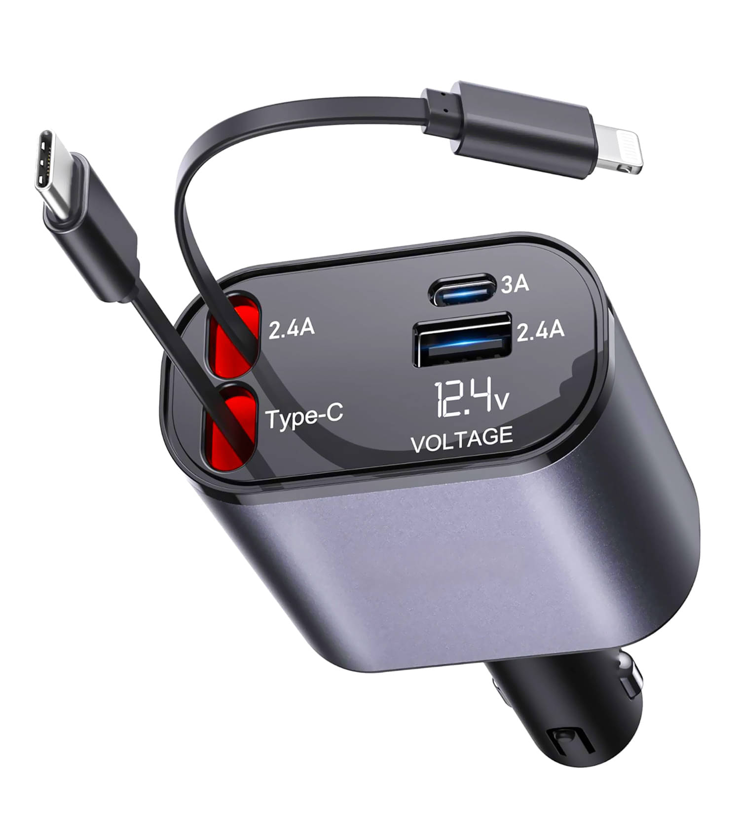 Vertical9 120W Fast Charging Retractable Cables 4-in-1 Car Charger 1 Vertical9 120W Fast Charging Retractable Cables 4-in-1 Car Charger 1