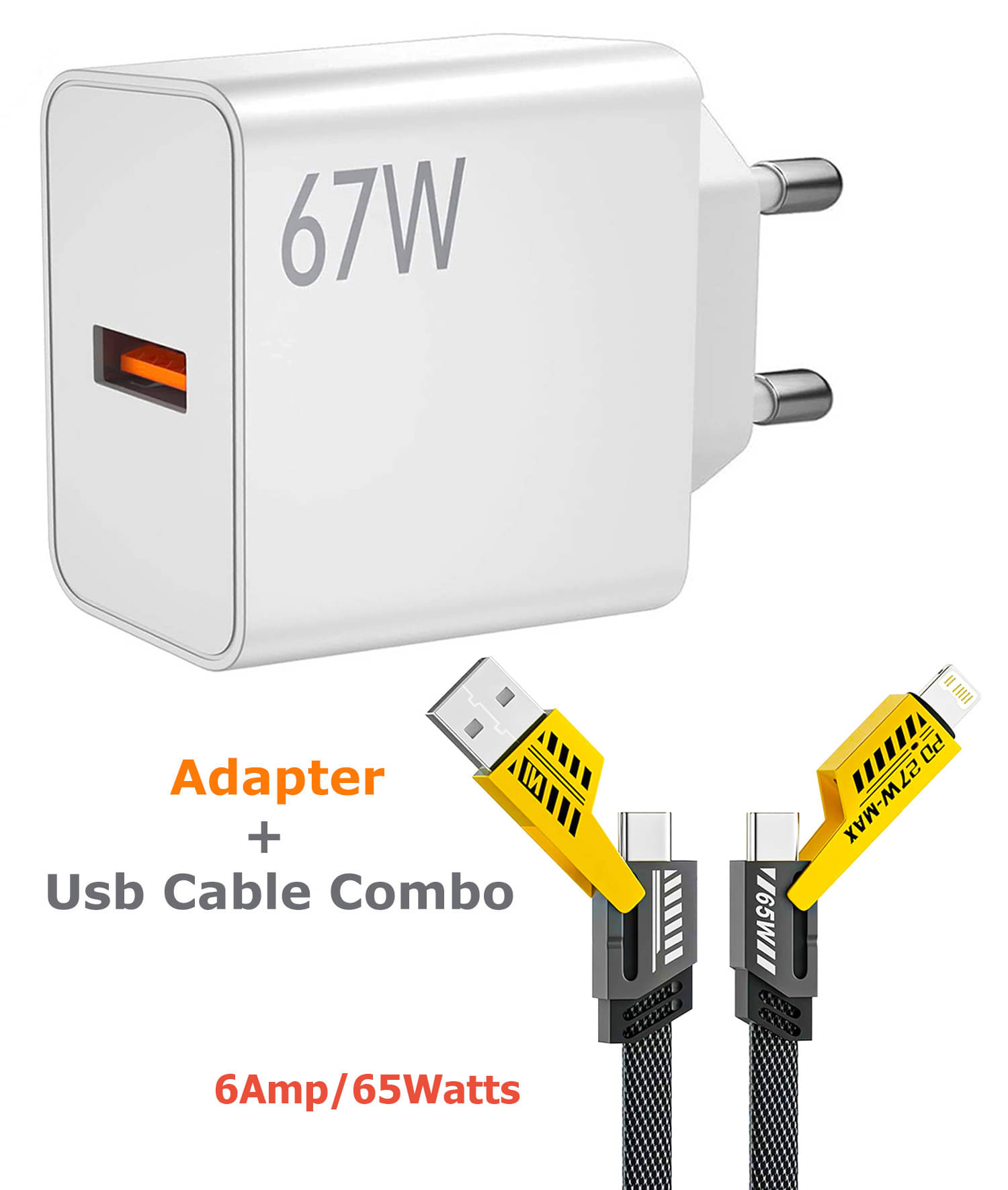 Vertical9 4-in-1 8AMP FAST Charging cable with 67Watt Charger Combo 1     			Vertical9 4-in-1 8AMP FAST Charging cable with 67Watt Charger Combo 1