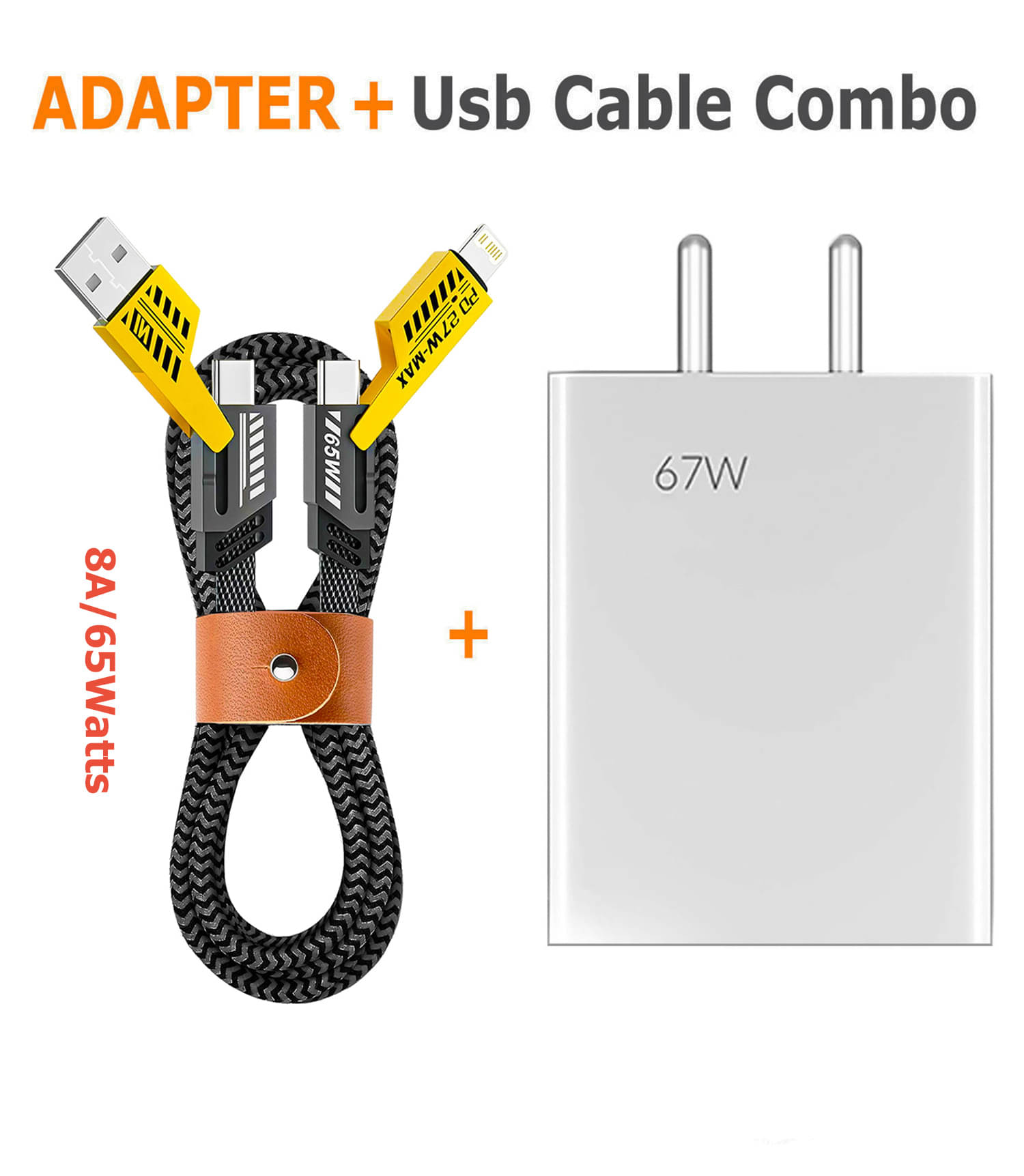 Vertical9 67W Fast Charging Combo 4-in-1 8AMP Charging cable with 67W Adapter Combo 1     			Vertical9 67W Fast Charging Combo 4-in-1 8AMP Charging cable with 67W Adapter Combo 1