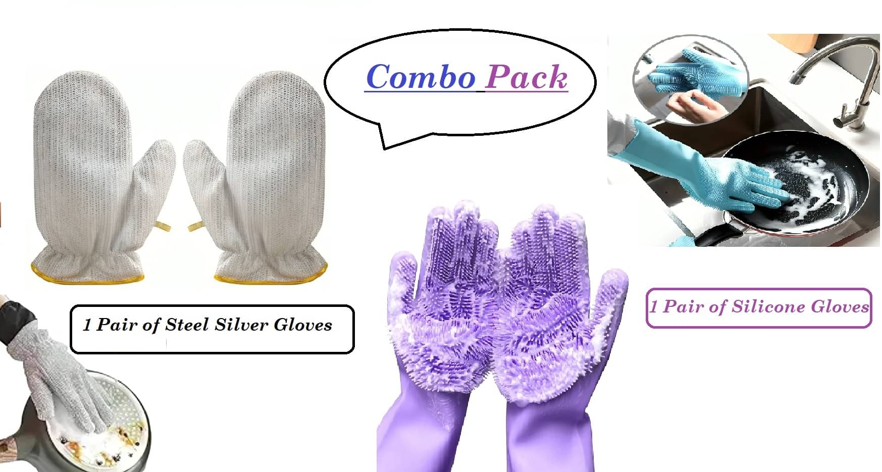     			dust n shine Multicolor Plastic Fiber Standard Size Cleaning Glove Set ( Pack of 2 )