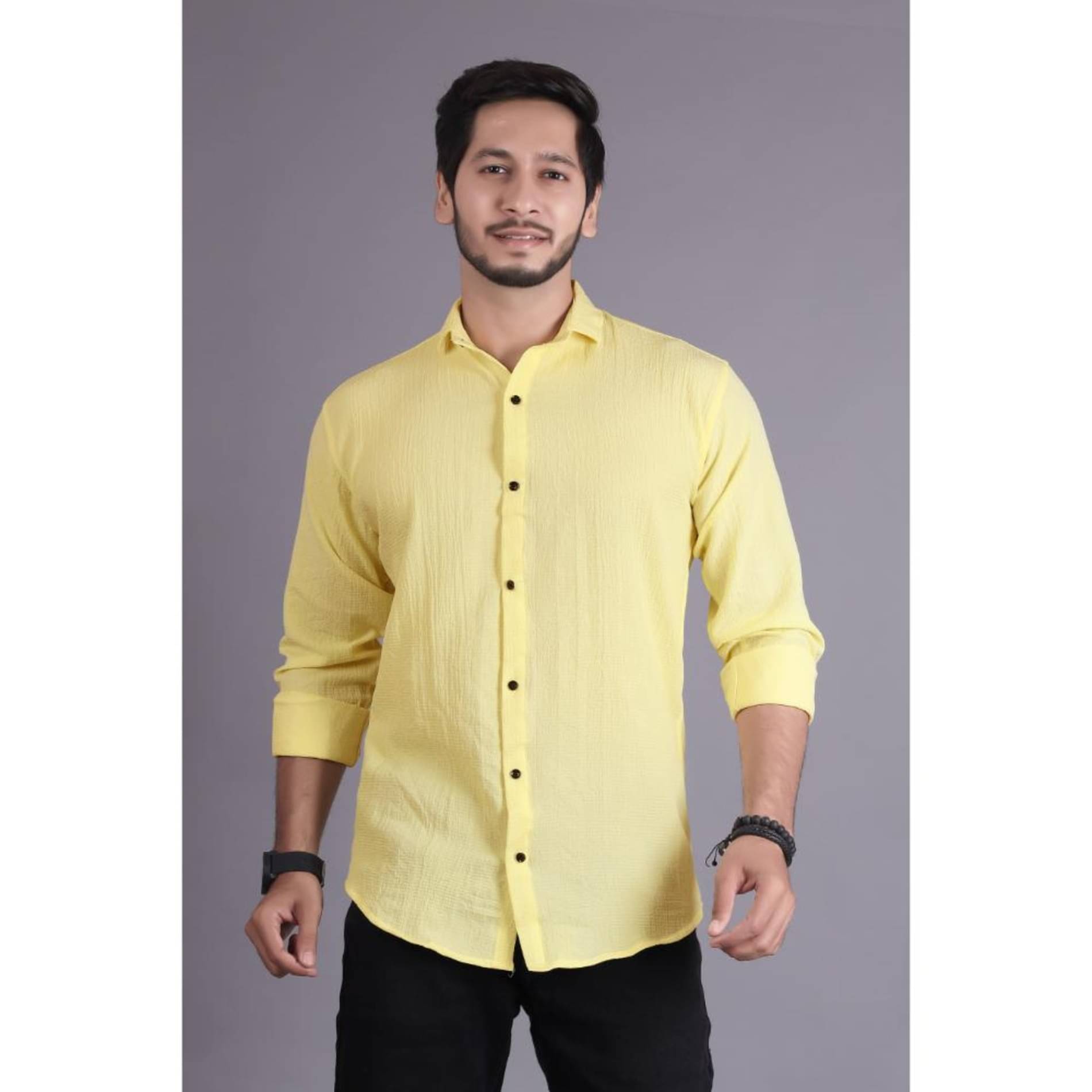 Generic Cotton Blend Slim Fit Popcorn Textured Full Sleeves Men's Casual Shirt - Yellow ( Pack of 1 ) Generic Cotton Blend Slim Fit Popcorn Textured Full Sleeves Men's Casual Shirt - Yellow ( Pack of 1 )