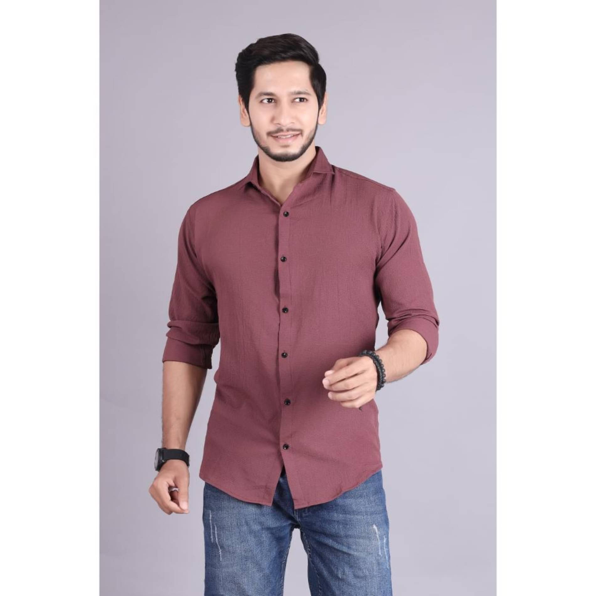 jeevaan... the perfact fashion Cotton Blend Slim Fit Solids Full Sleeves Men's Casual Shirt - Brown ( Pack of 1 )     			jeevaan... the perfact fashion Cotton Blend Slim Fit Solids Full Sleeves Men's Casual Shirt - Brown ( Pack of 1 )