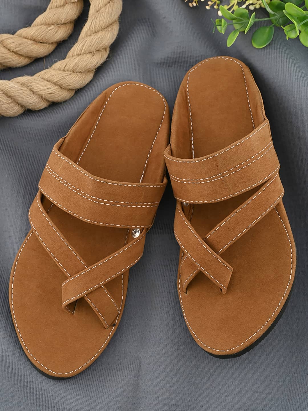 Anjaneya Creations Tan Men's Kolhapuris - Ethnic Shoes | Buy online on ZillyBuy