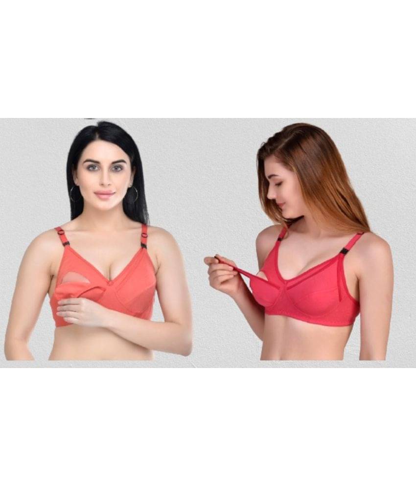 Desiprime - Multicolor Cotton Solid Women's Maternity Bra ( Pack of 2 ) Desiprime - Multicolor Cotton Solid Women's Maternity Bra ( Pack of 2 )