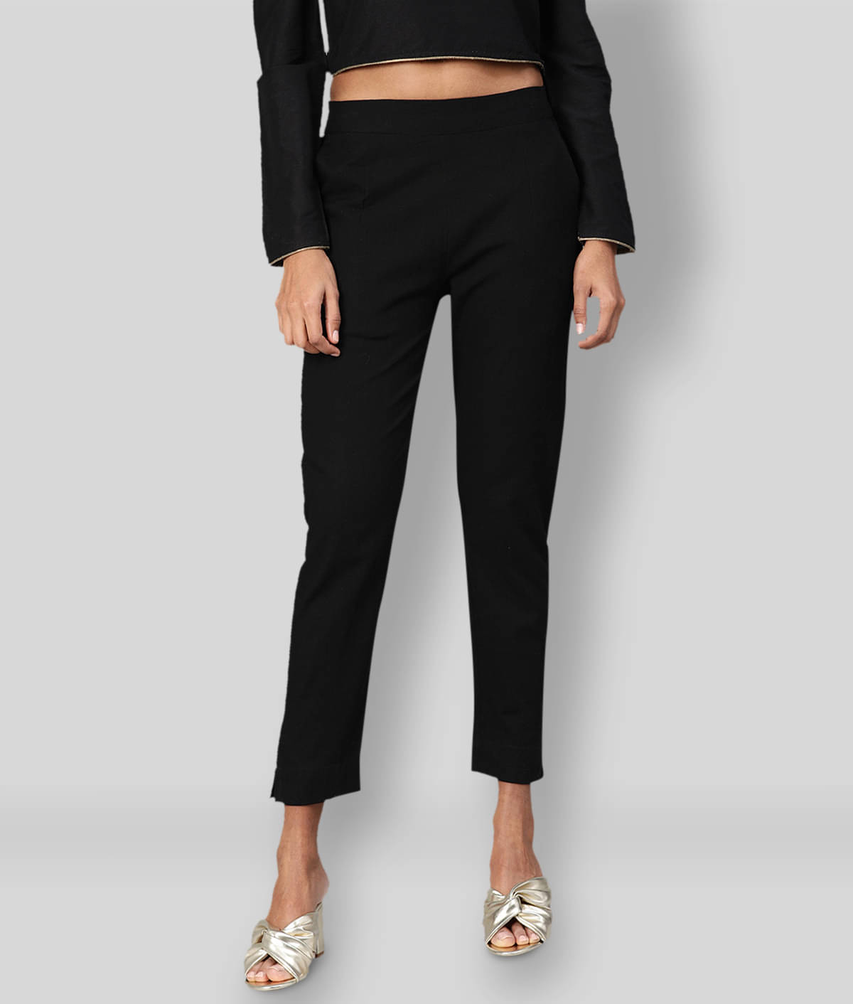    			Divena - Black Cotton Straight Fit Women's Casual Pants ( Pack of 1 )