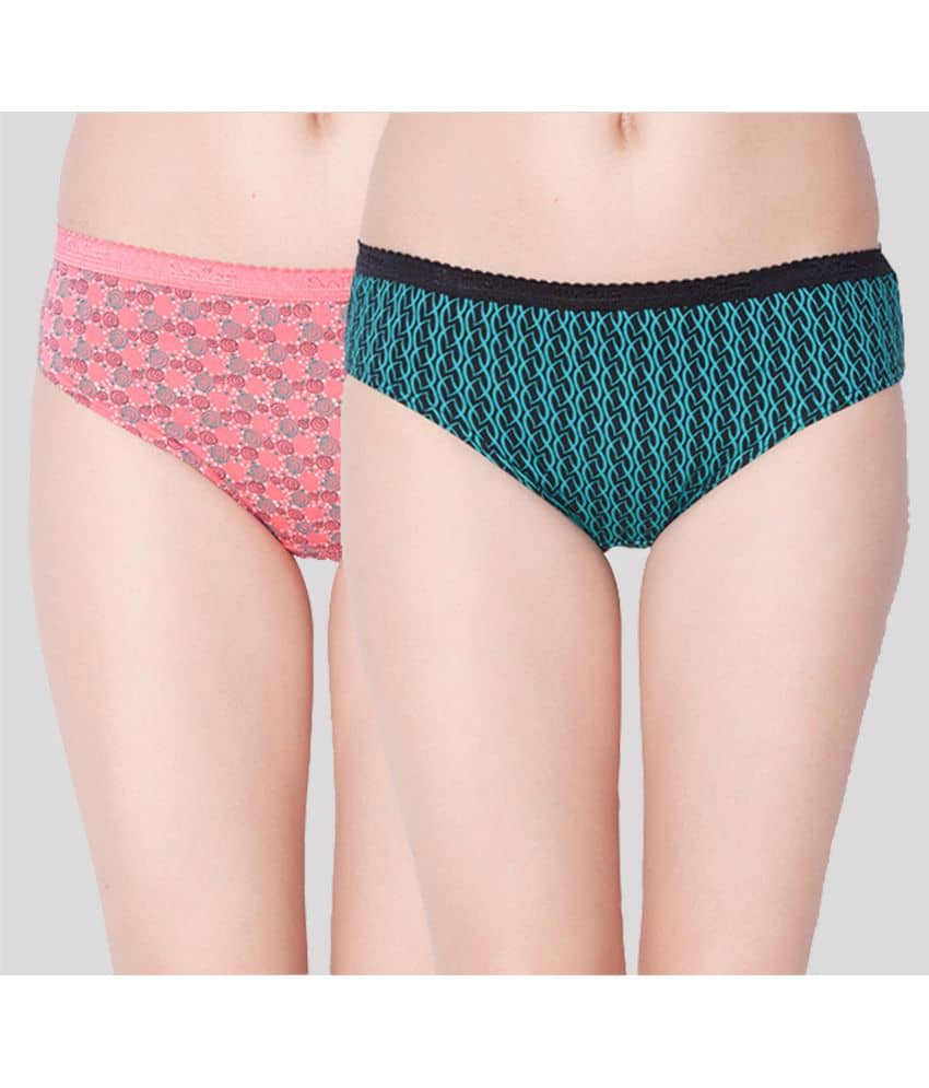 Dollar Missy Pack of 2 Cotton Printed Women's Hipster ( Multi Color )
