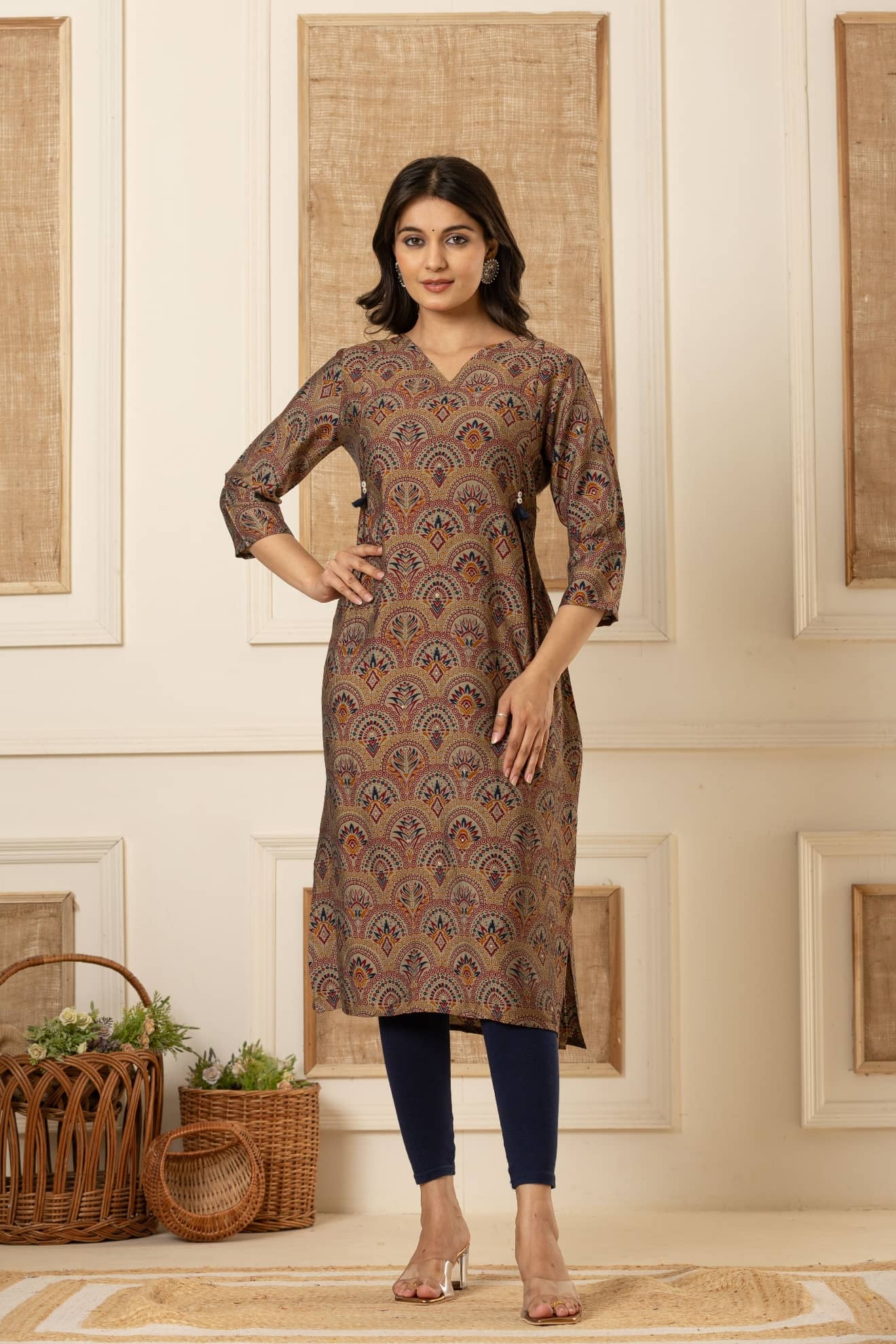 Flamboyant Cotton Printed Kurti With Pants Women's Stitched Salwar Suit - Red ( Pack of 1 )